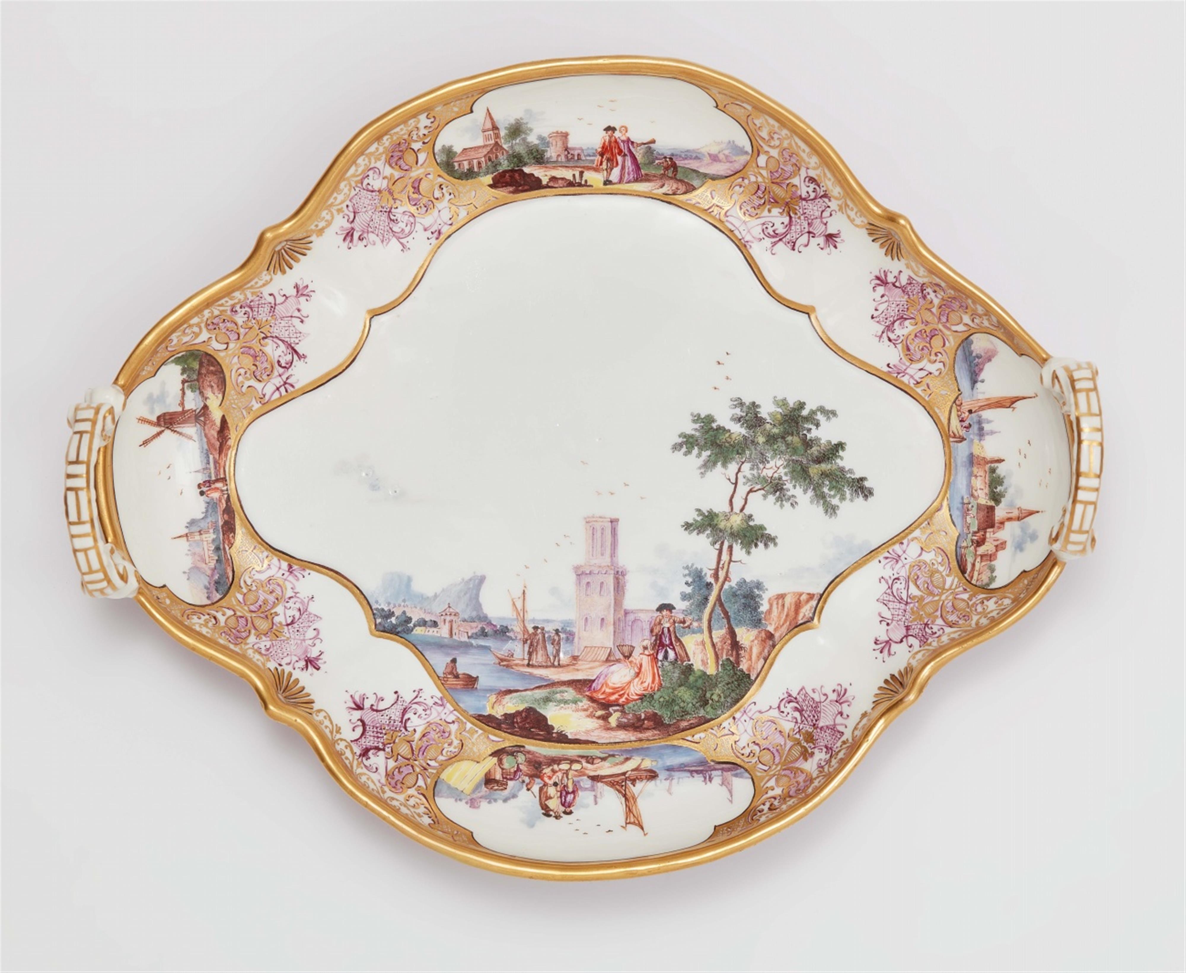 An exceptional Meissen porcelain tray with four tiny cups - image-2