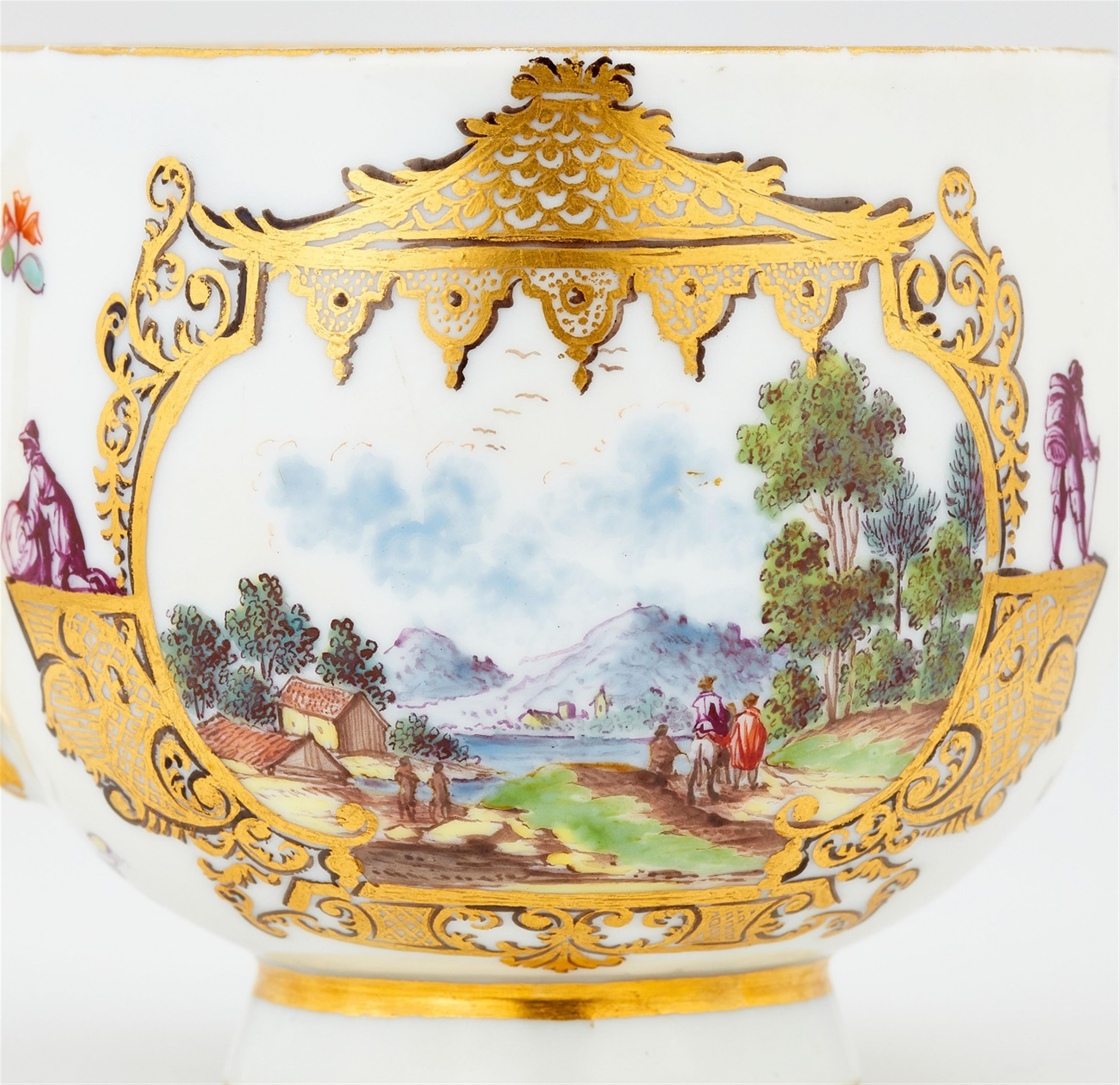A rare Meissen porcelain cup and saucer with merchant navy scenes in the original travel case - image-4