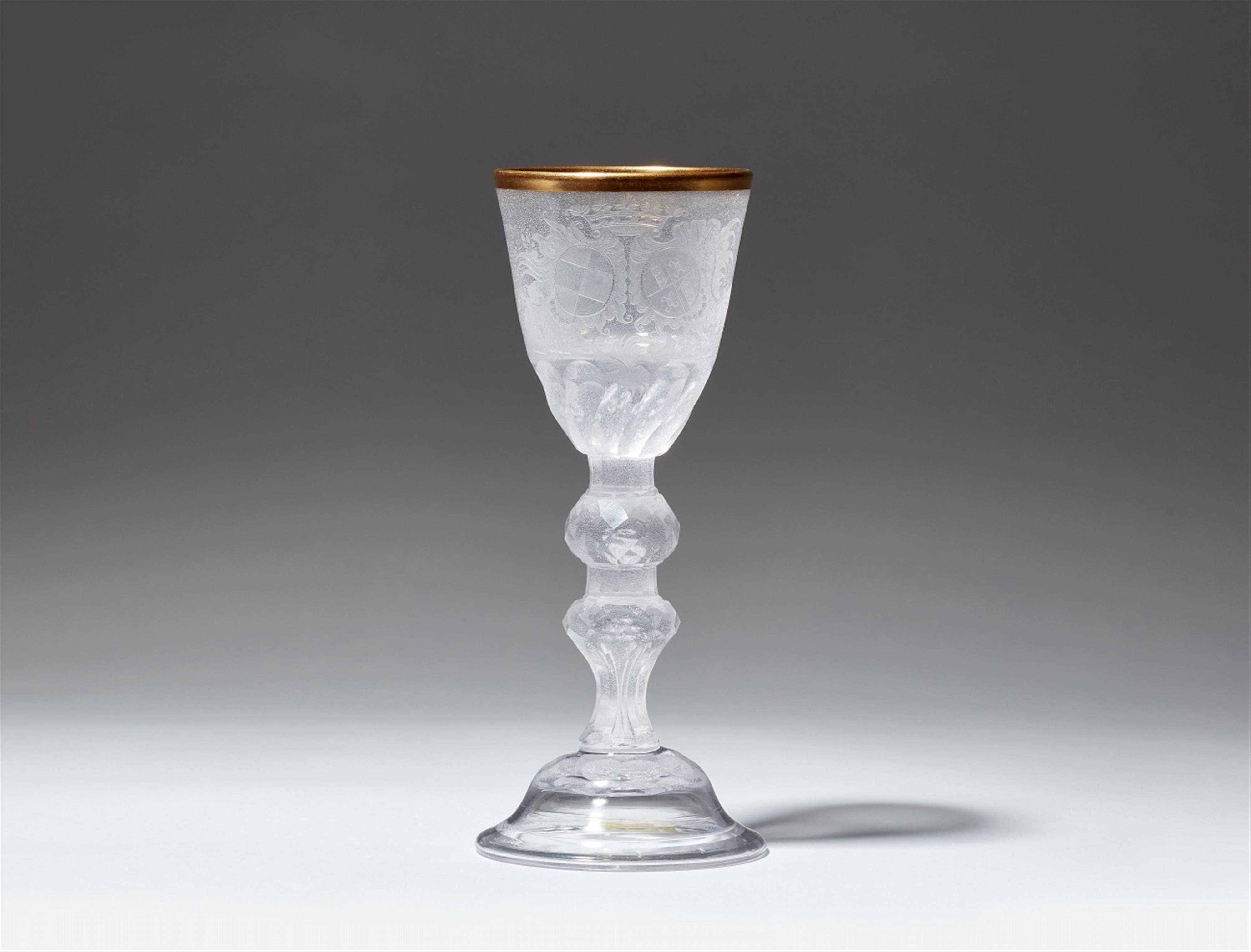A Lauenstil glass goblet with an arms of alliance - image-1