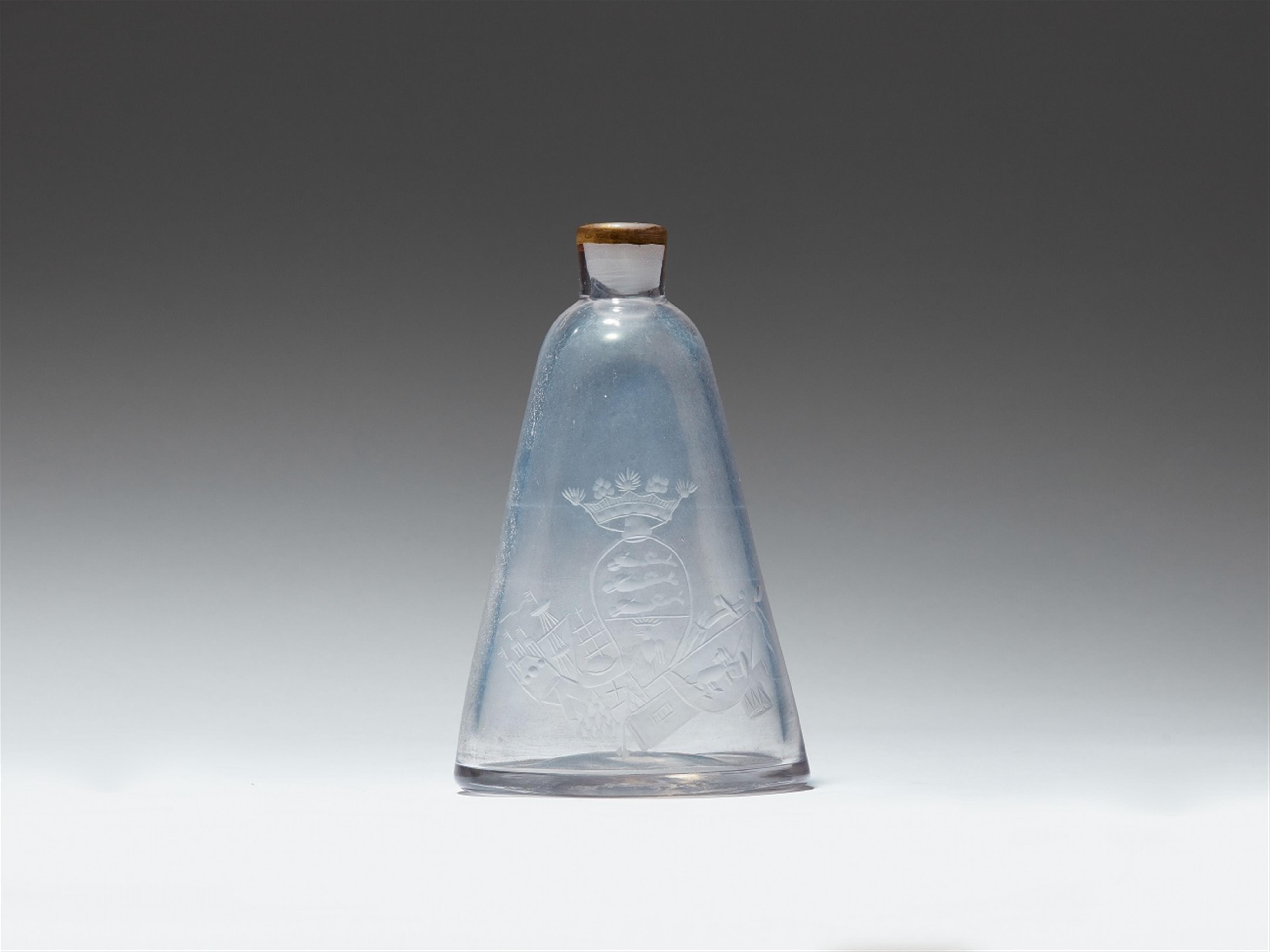A wheel engraved glass carafe with a Venetian coat of arms - image-1