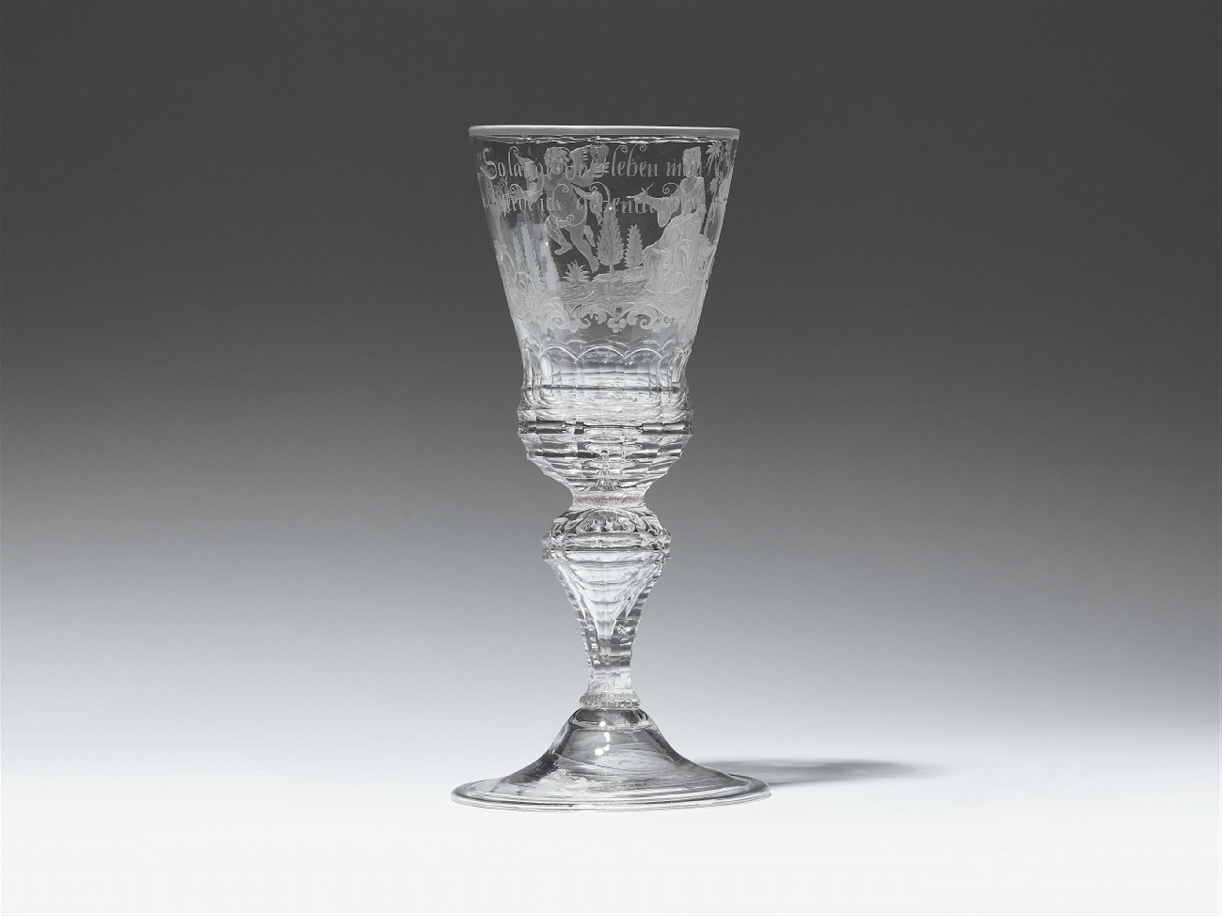A Saxon glass goblet with a romantic inscription - image-2