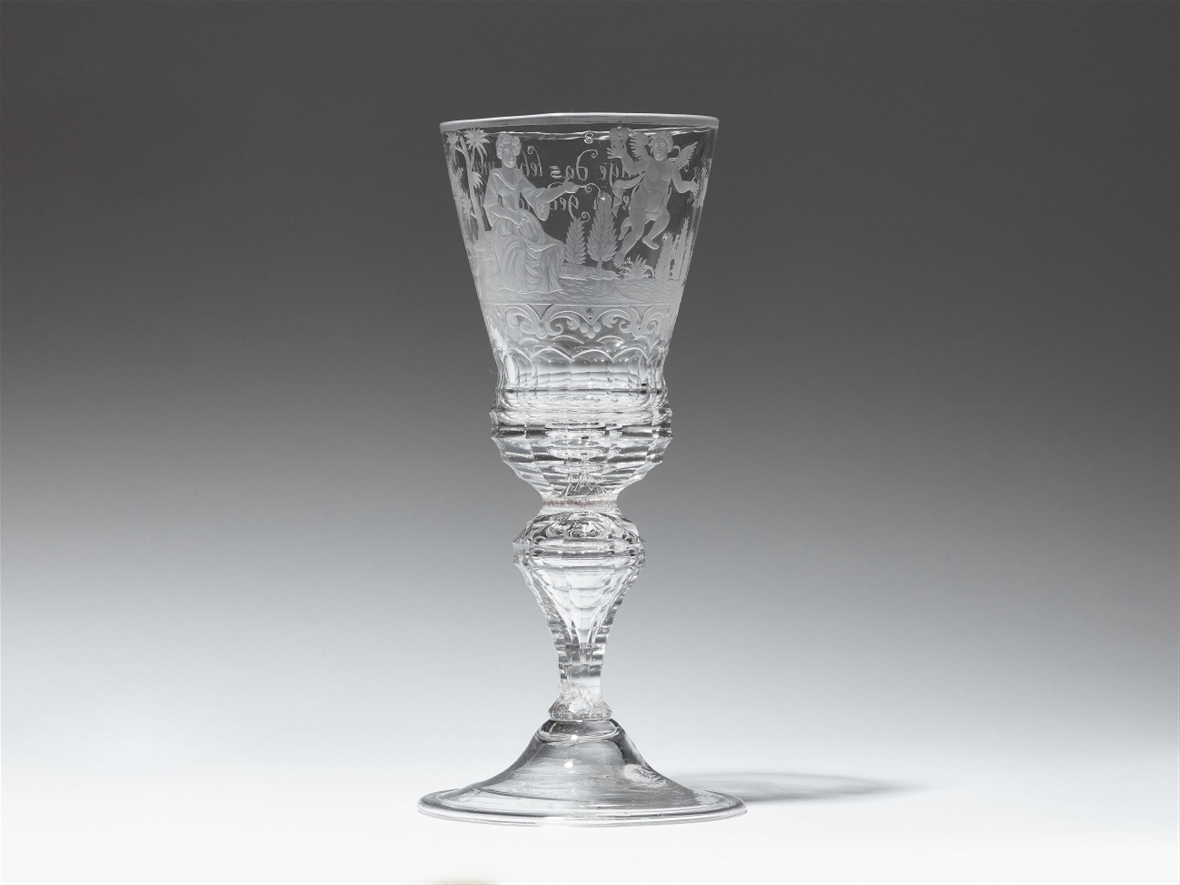 A Saxon glass goblet with a romantic inscription - image-1