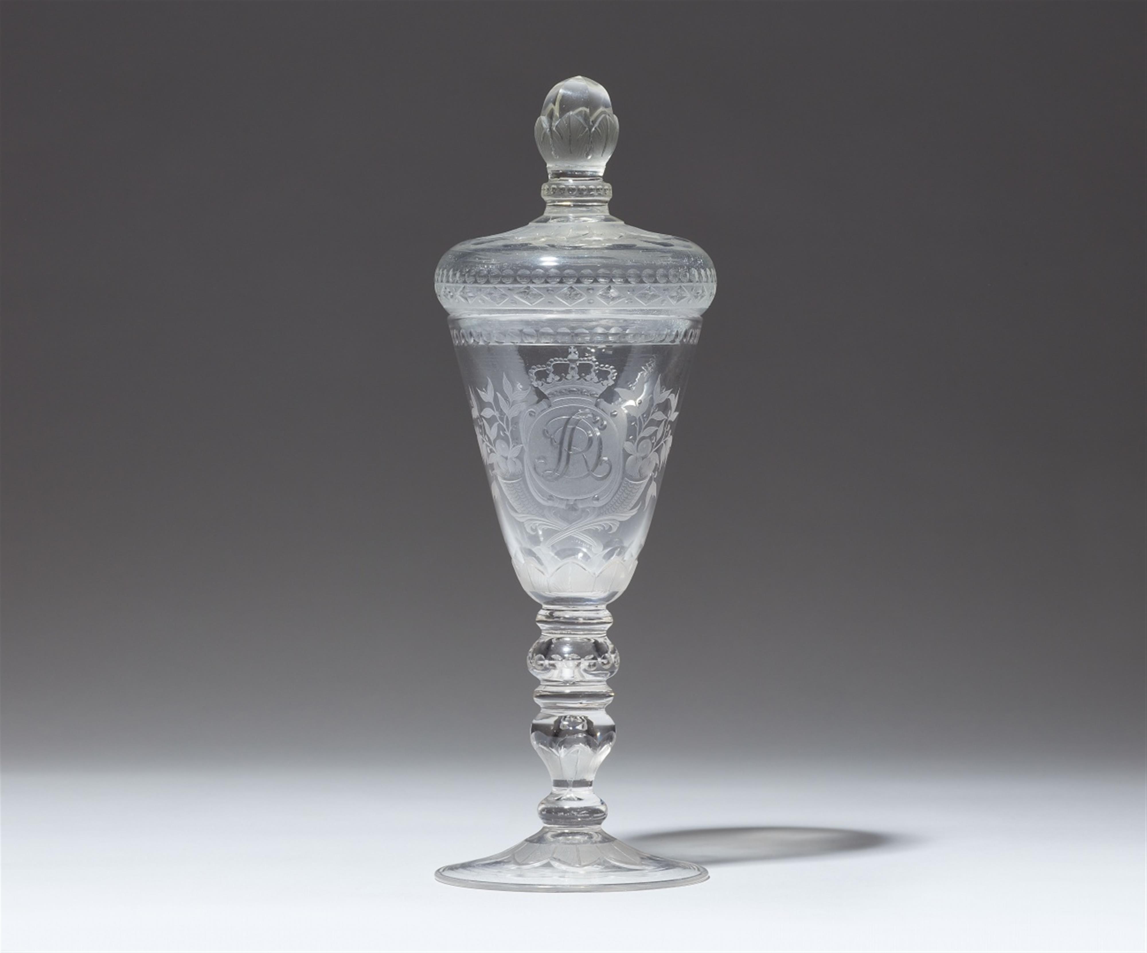 A glass goblet and cover dedicated to Queen Sophie Dorothea - image-1