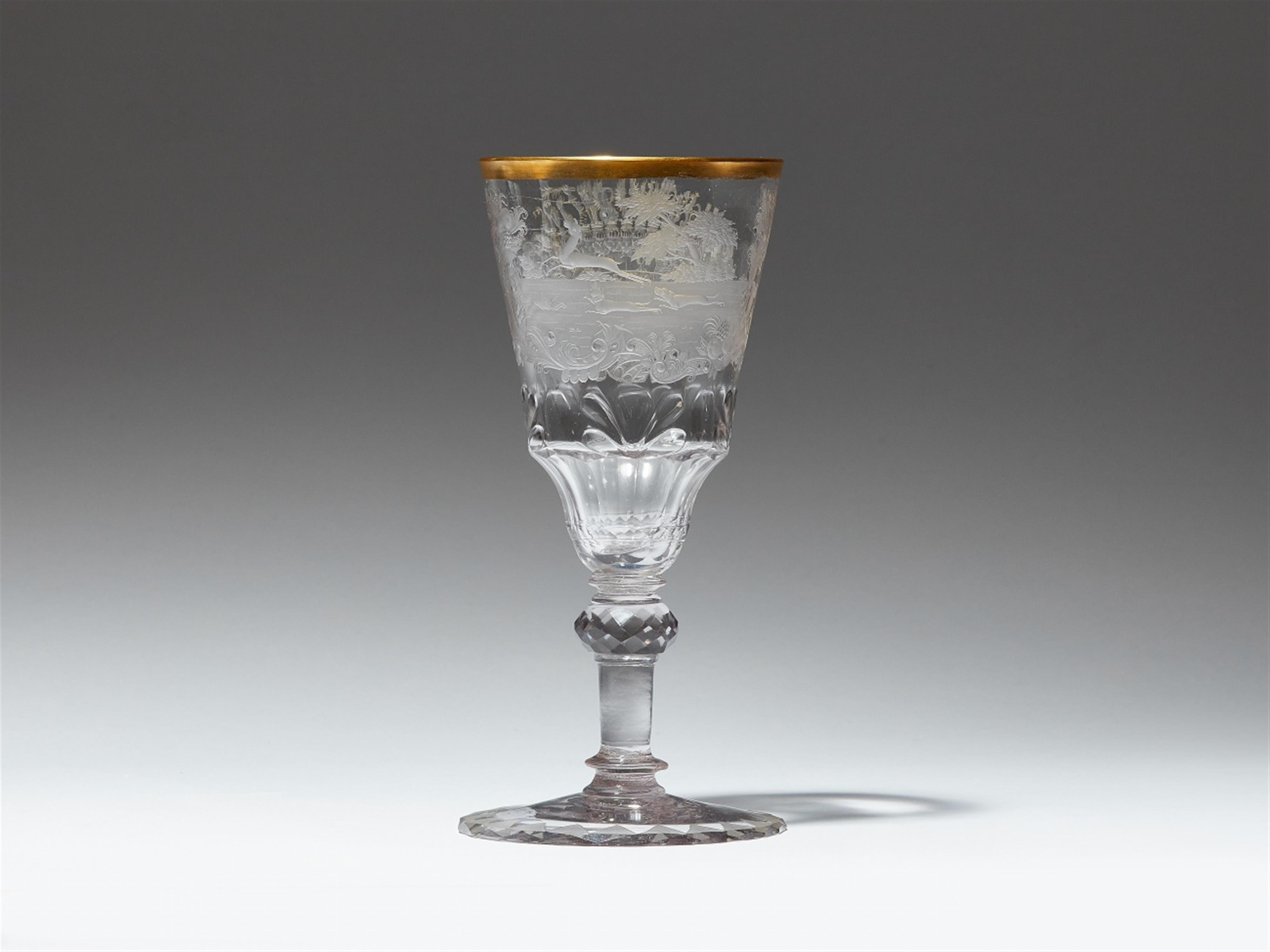 A Silesian glass goblet with the Ansbach coat of arms and a stag hunt - image-2