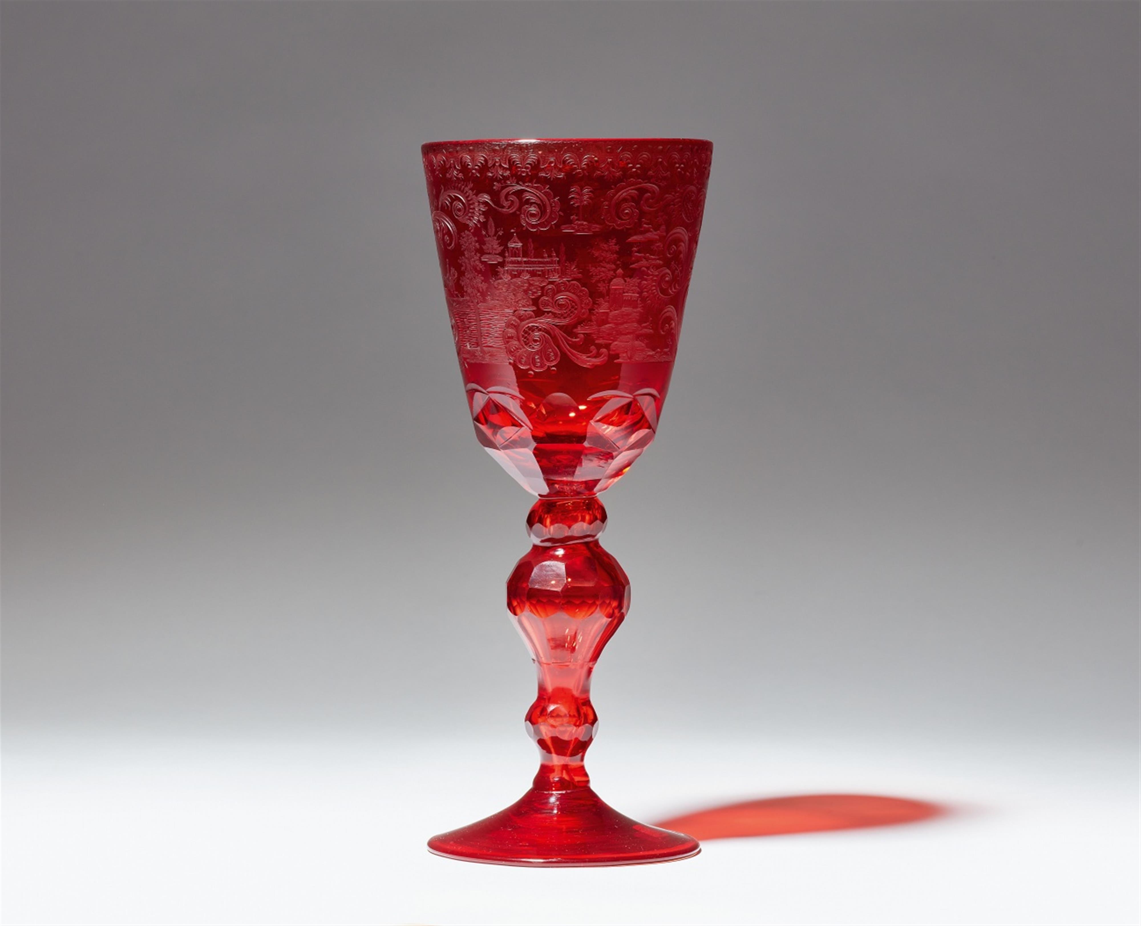 A Lower Silesian glass goblet with ruby etching - image-1