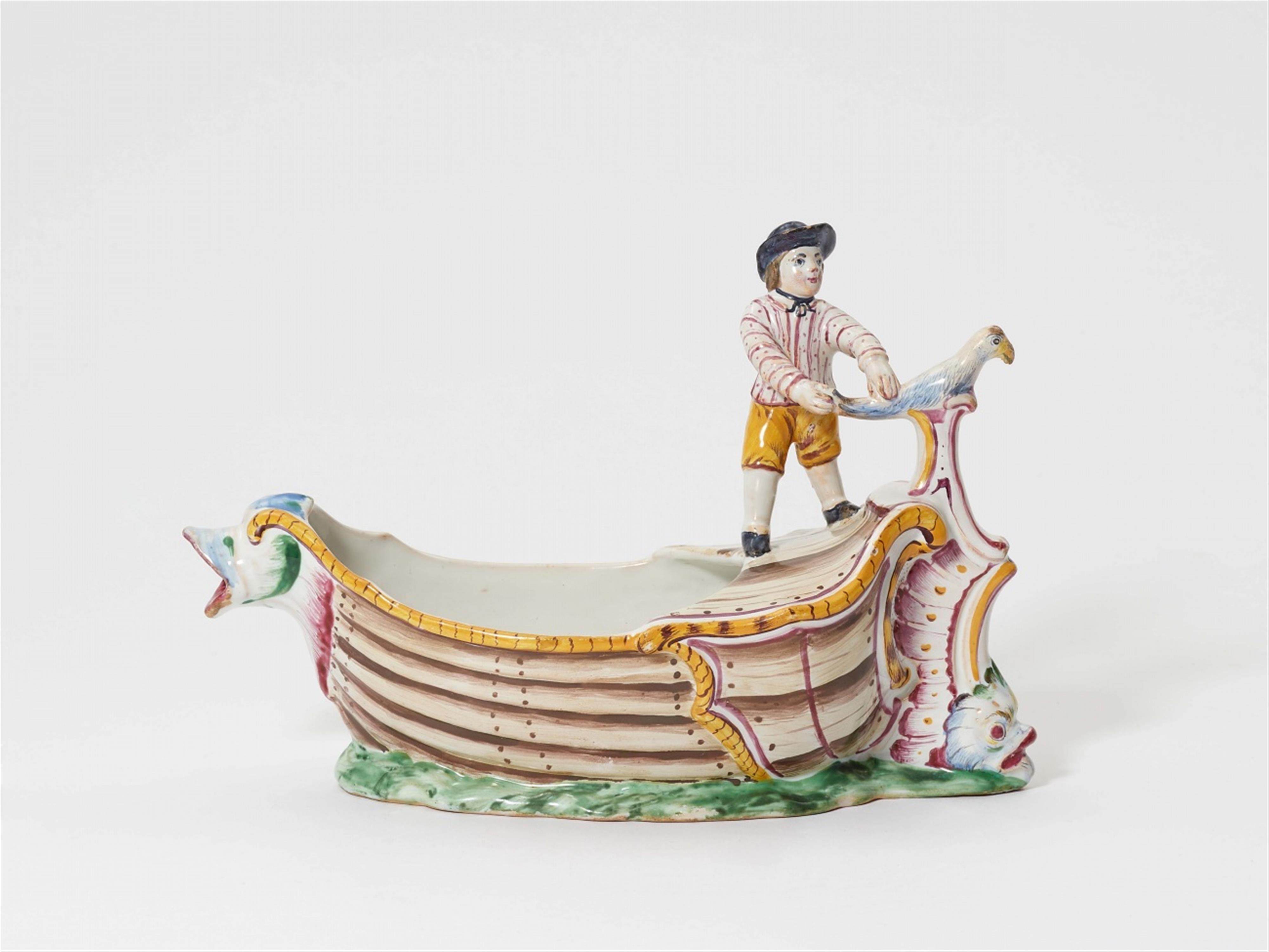 A Strasbourg faience sauce boat - image-1