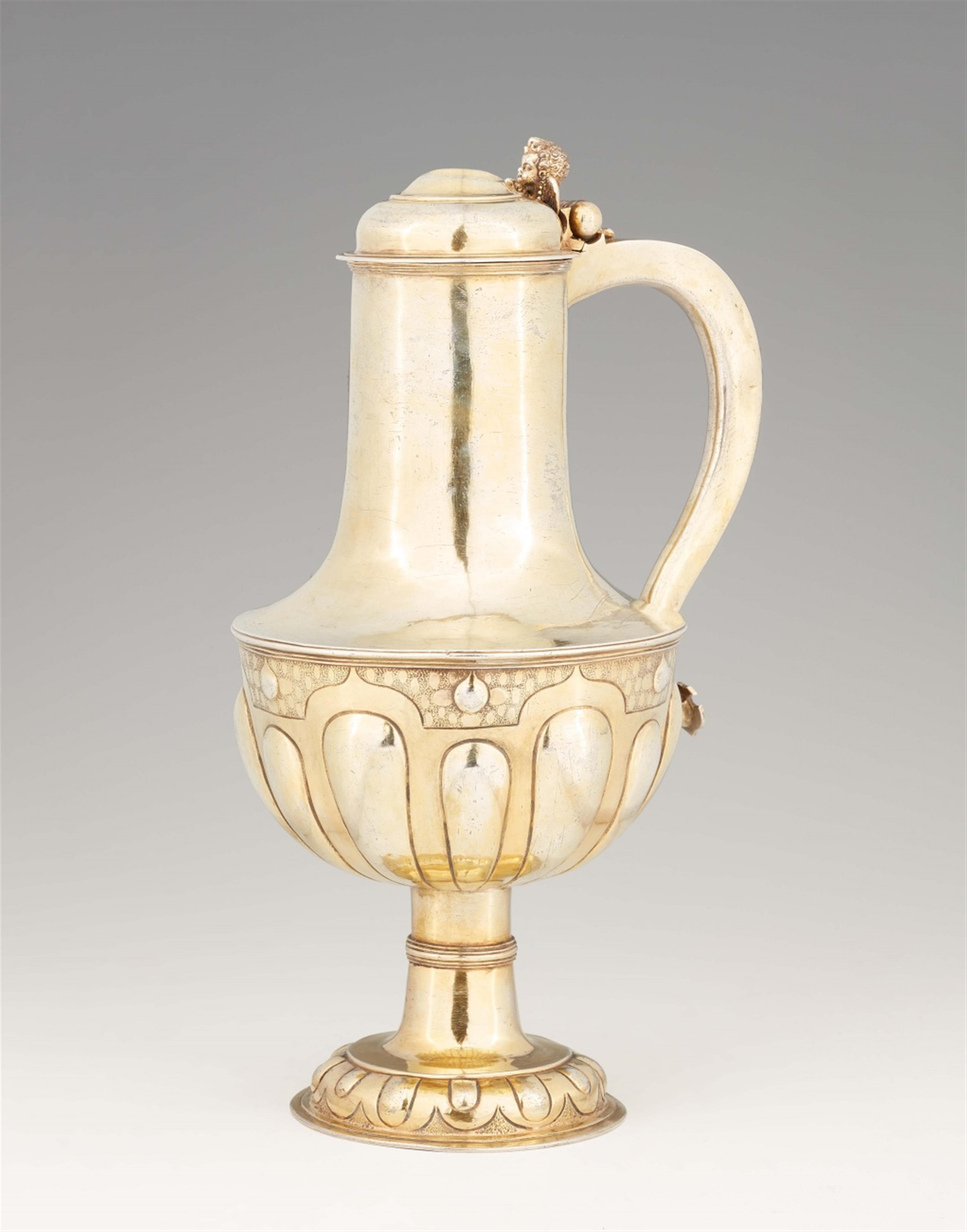 An important early Frankfurt silver gilt communion jug - image-1