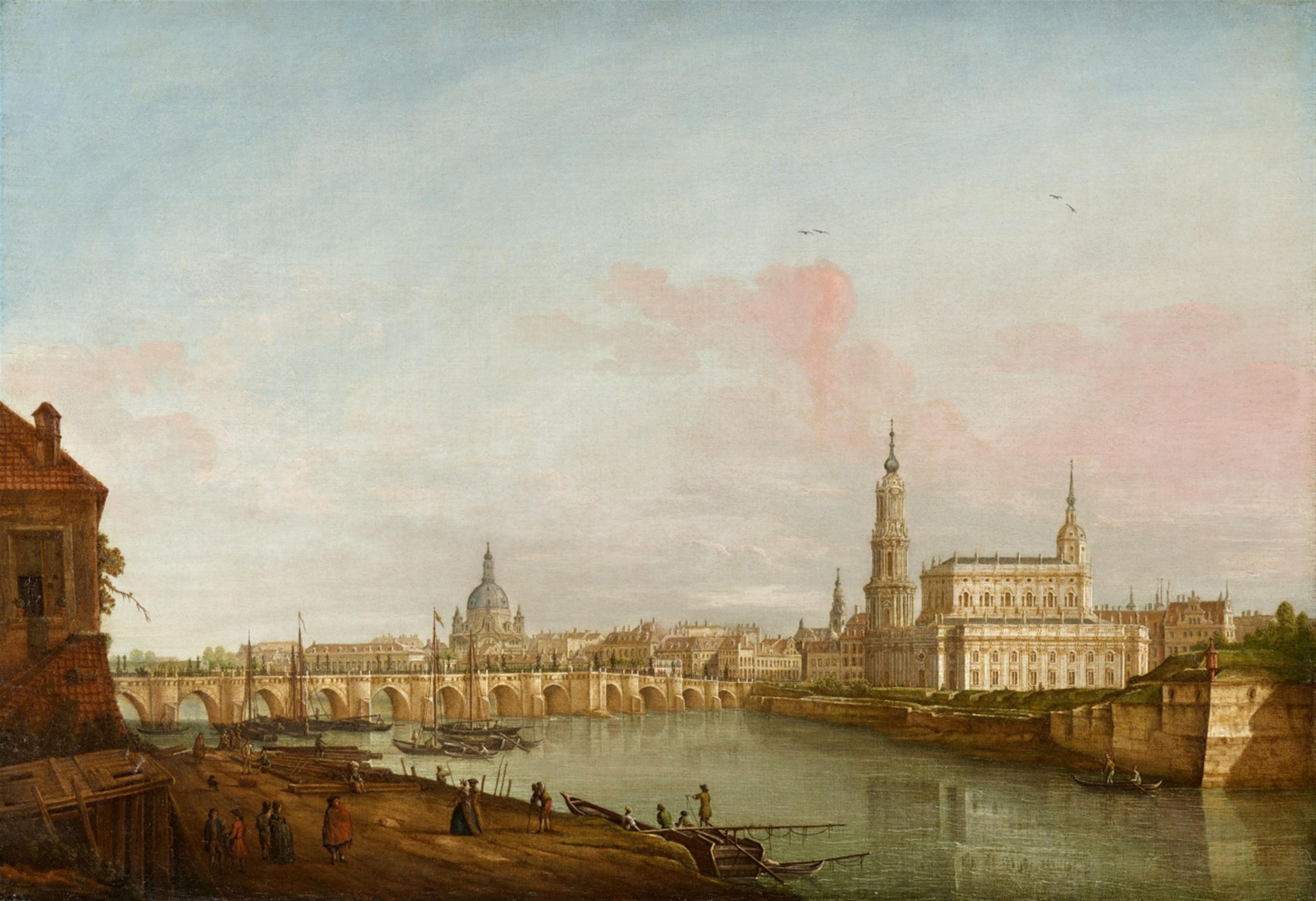 Pietro Bellotti - Ansicht des Dresdner Marktplatzes vom Judenhof aus 
Ansicht von Dresden vom rechten Elbufer aus - image-2