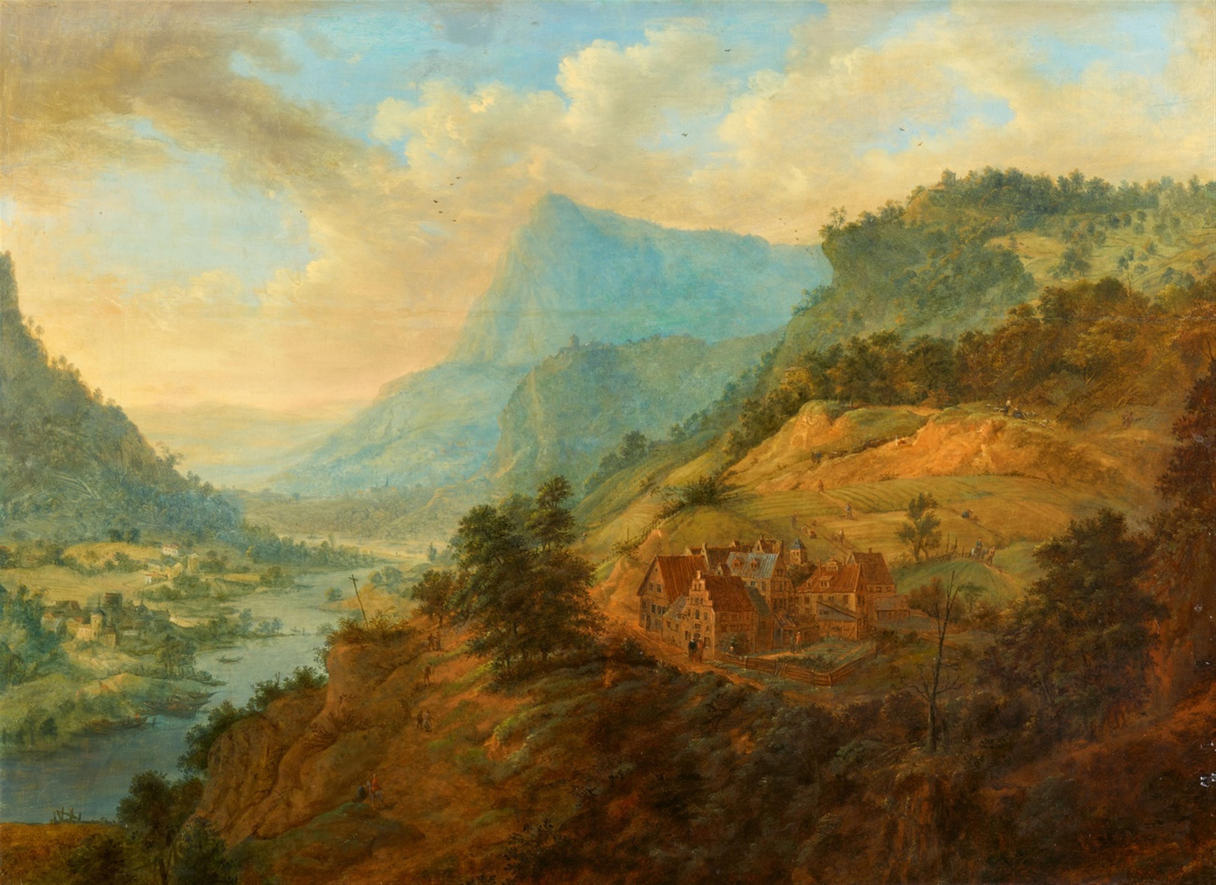 German School 18th century - Figures in a River Landscape - image-1