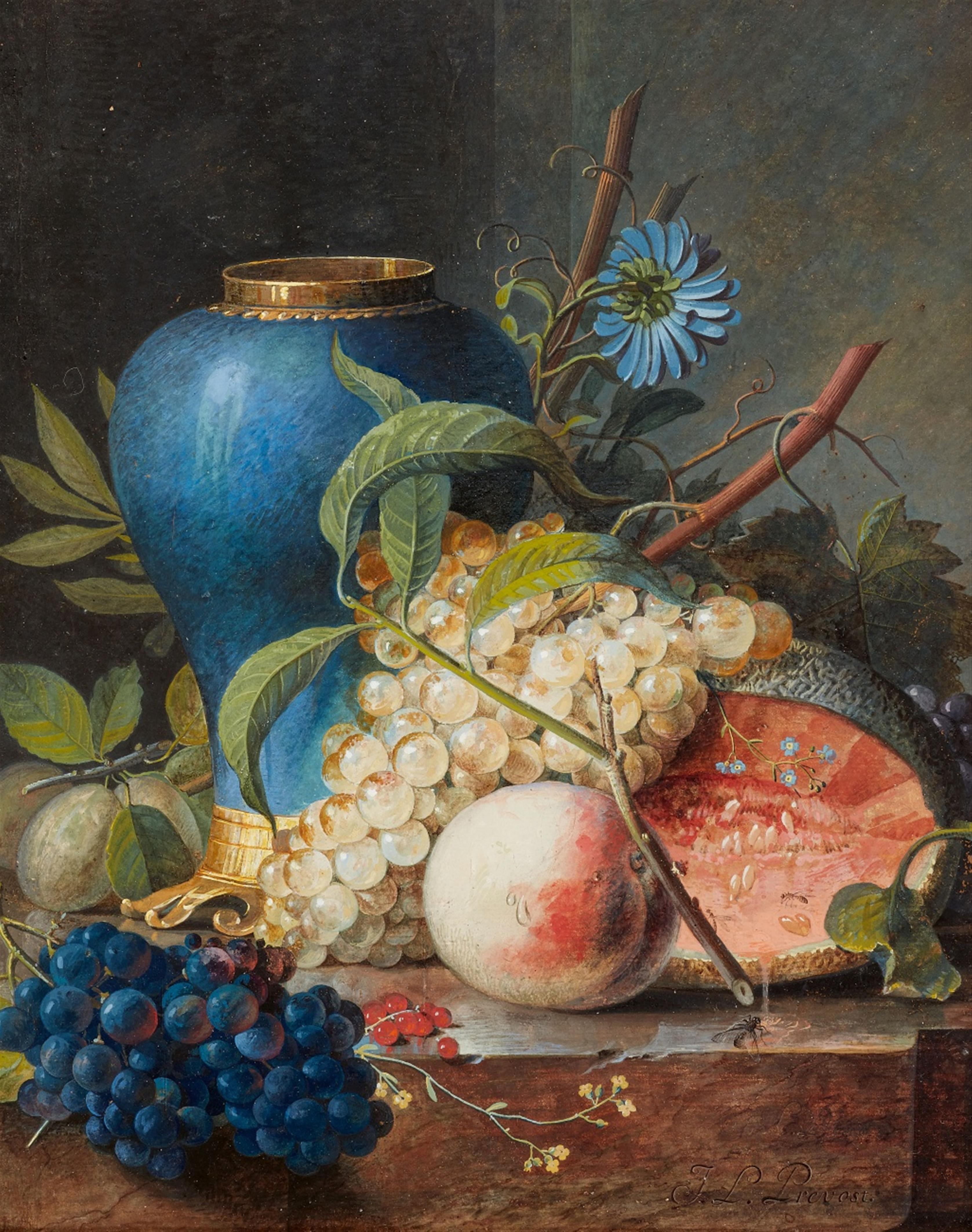 Jean-Louis Prevost - Still Life with Fruit and a Blue Vase - image-1