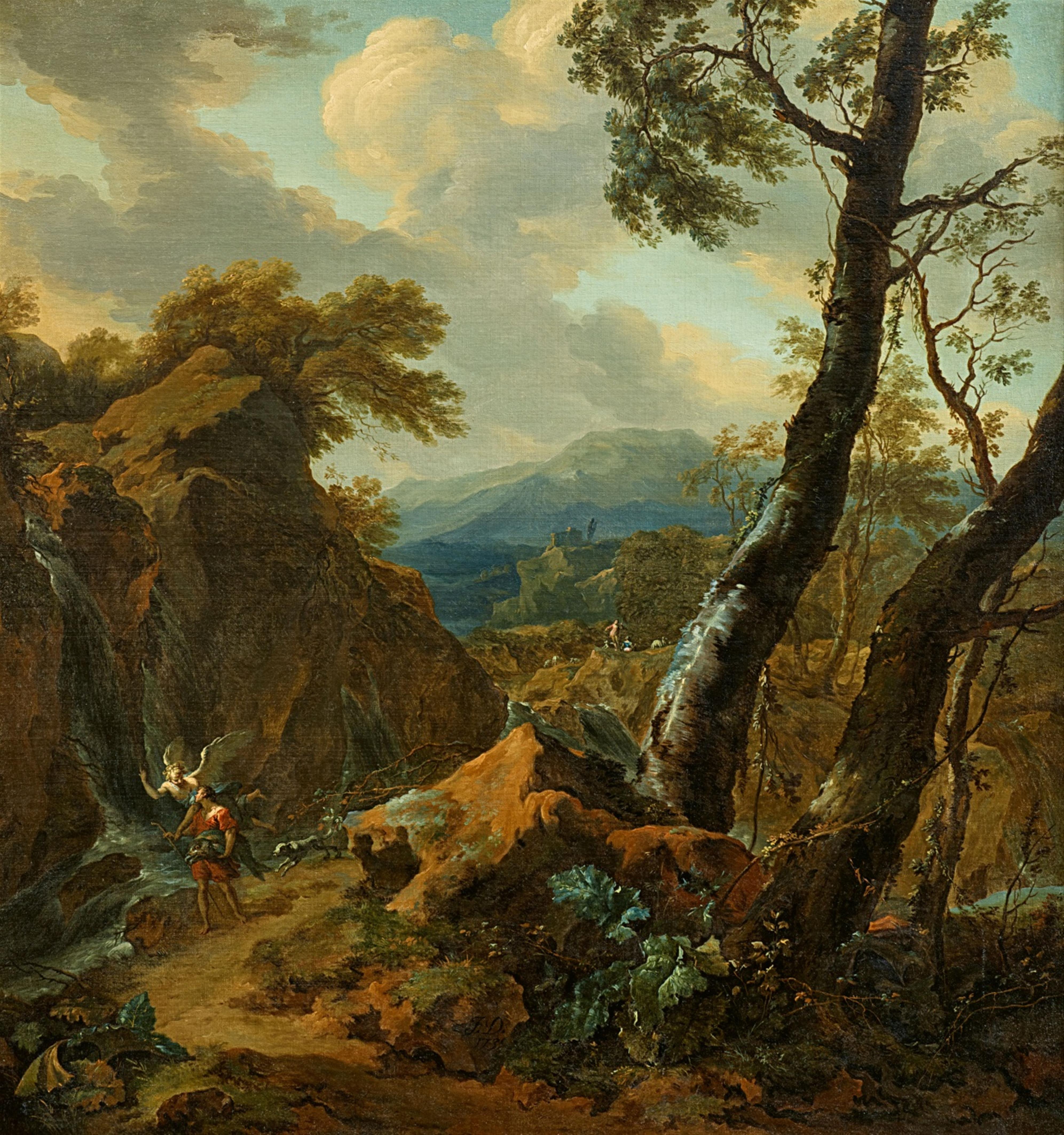 Monogrammist FD - Bewaldete Landschaft mit Tobias und dem Engel - image-1