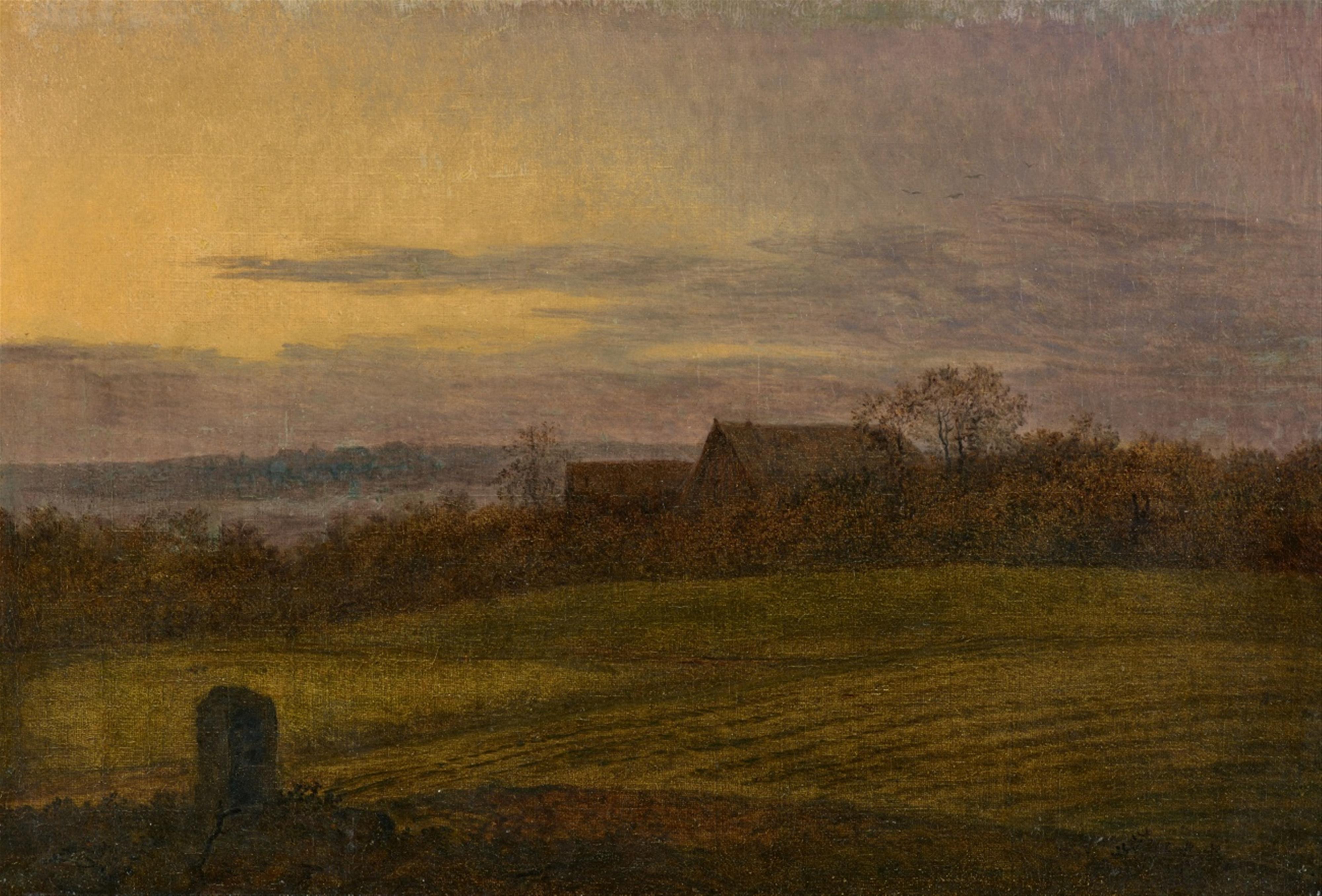 Carl Gustav Carus - Blick über abendliche Felder auf ein Gehöft - image-1