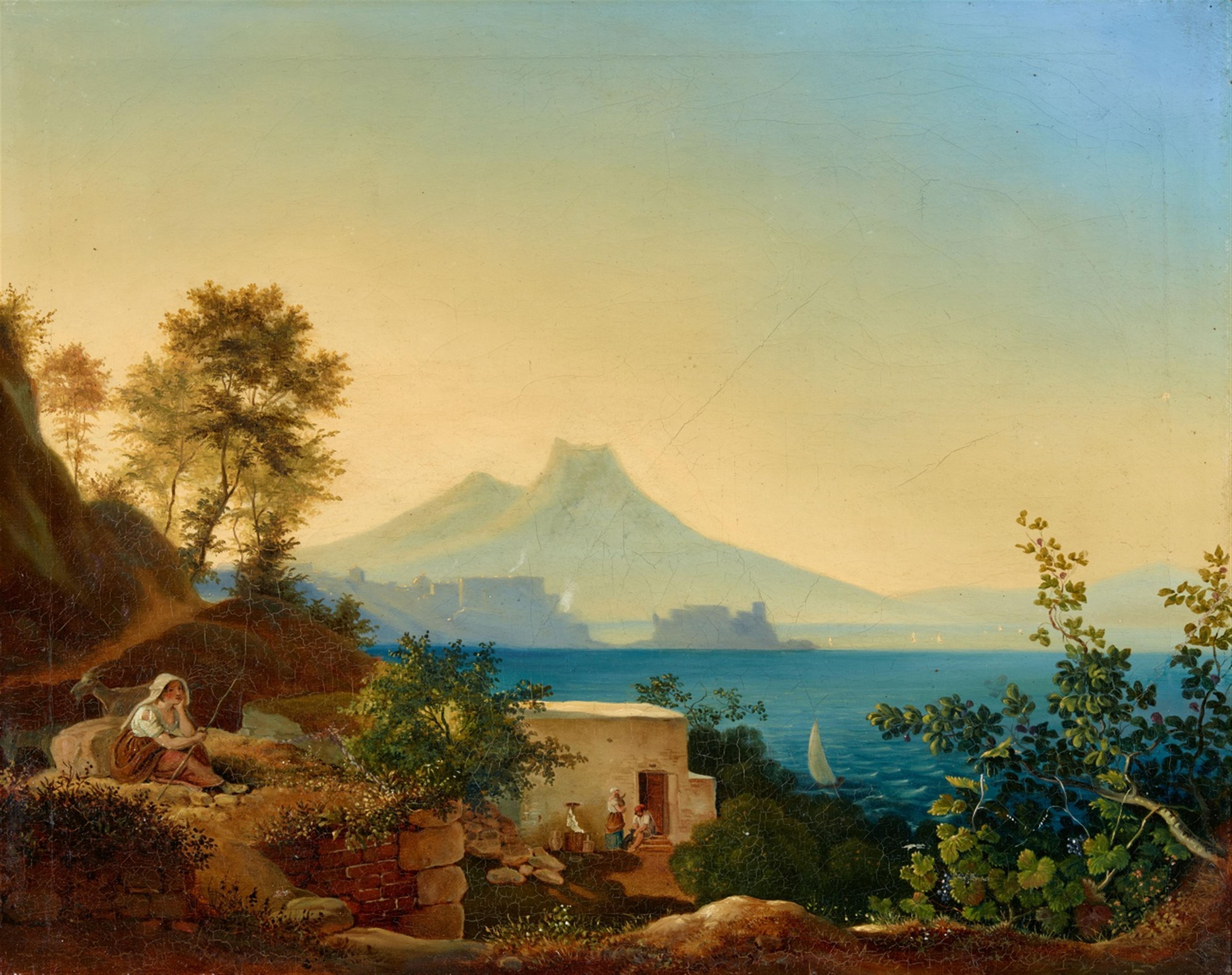 Ludwig Richter - Am Golf von Neapel. Blick über das Castel dell'ovo auf den Vesuv - image-1