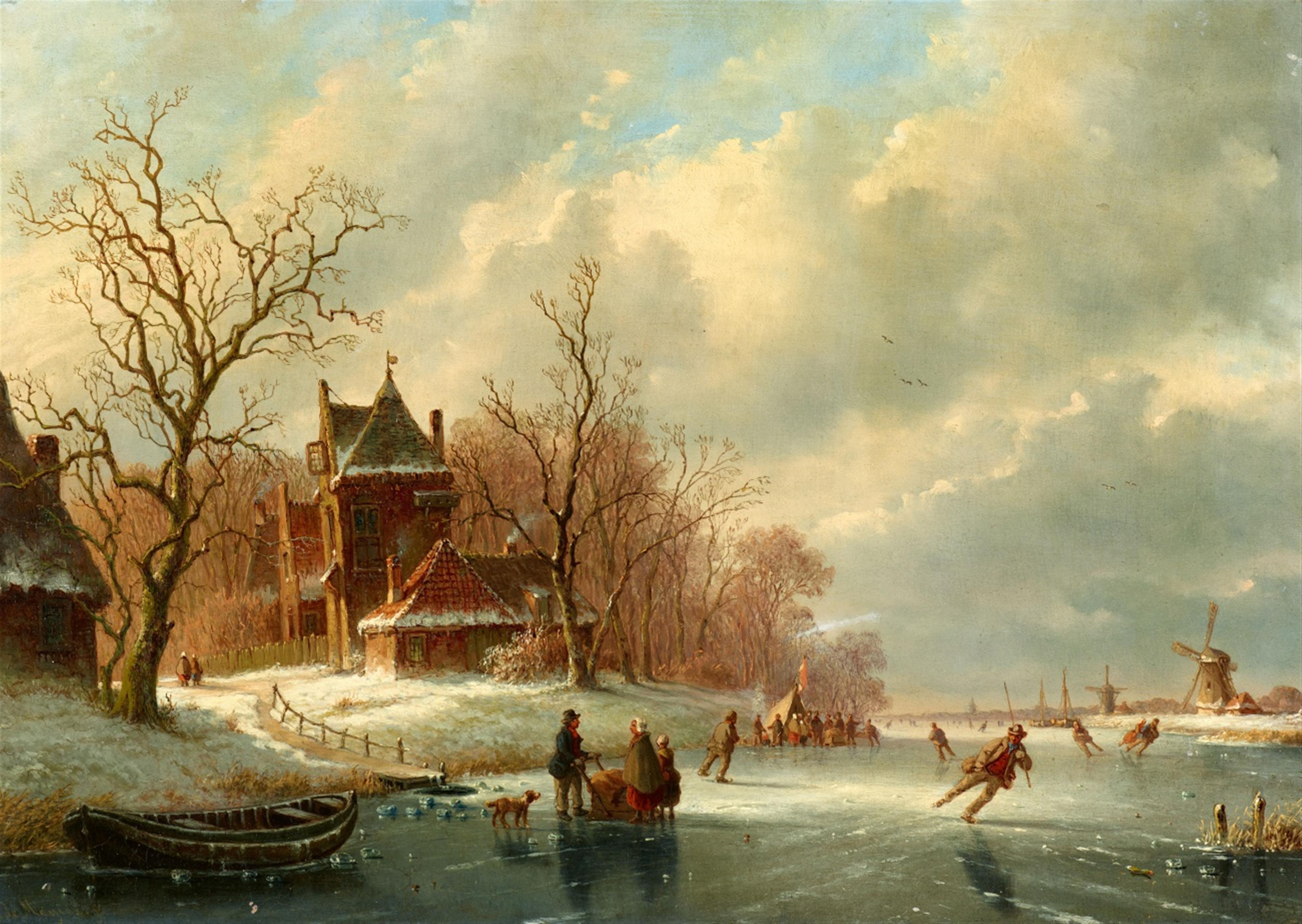 Anthony Andreas de Meyer - Winter Landscape with Skaters - image-1