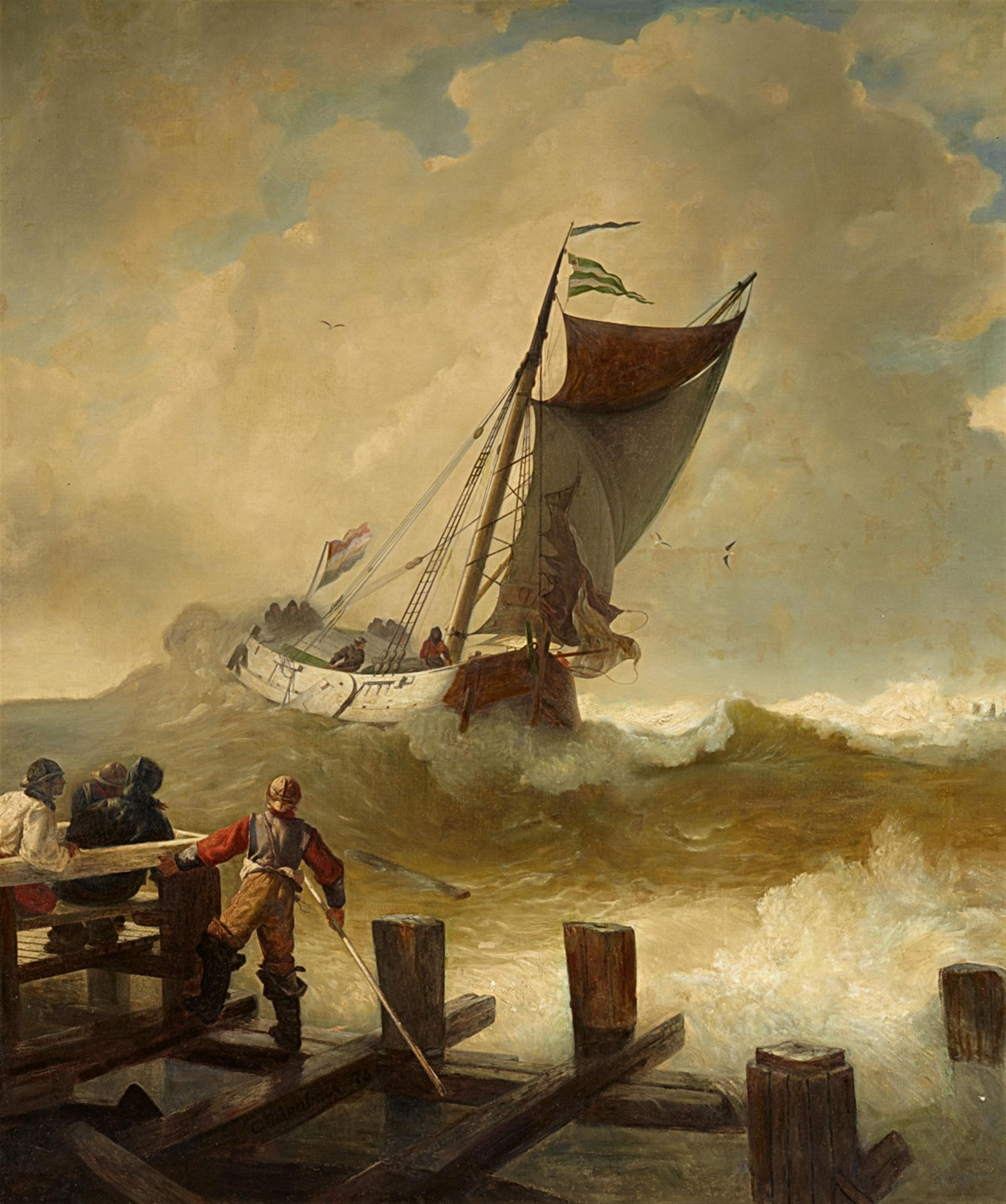 Andreas Achenbach - A Fishing Boat on Rough Seas - image-1