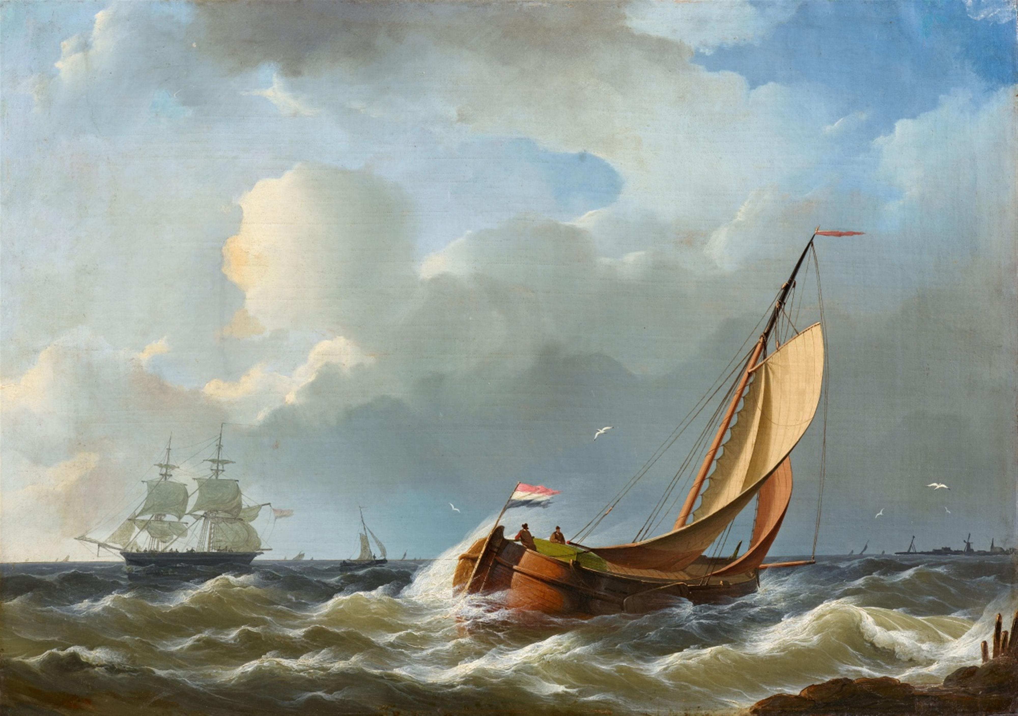 Abraham Hulk - Fischerboote und Fregatte vor der Küste - image-1