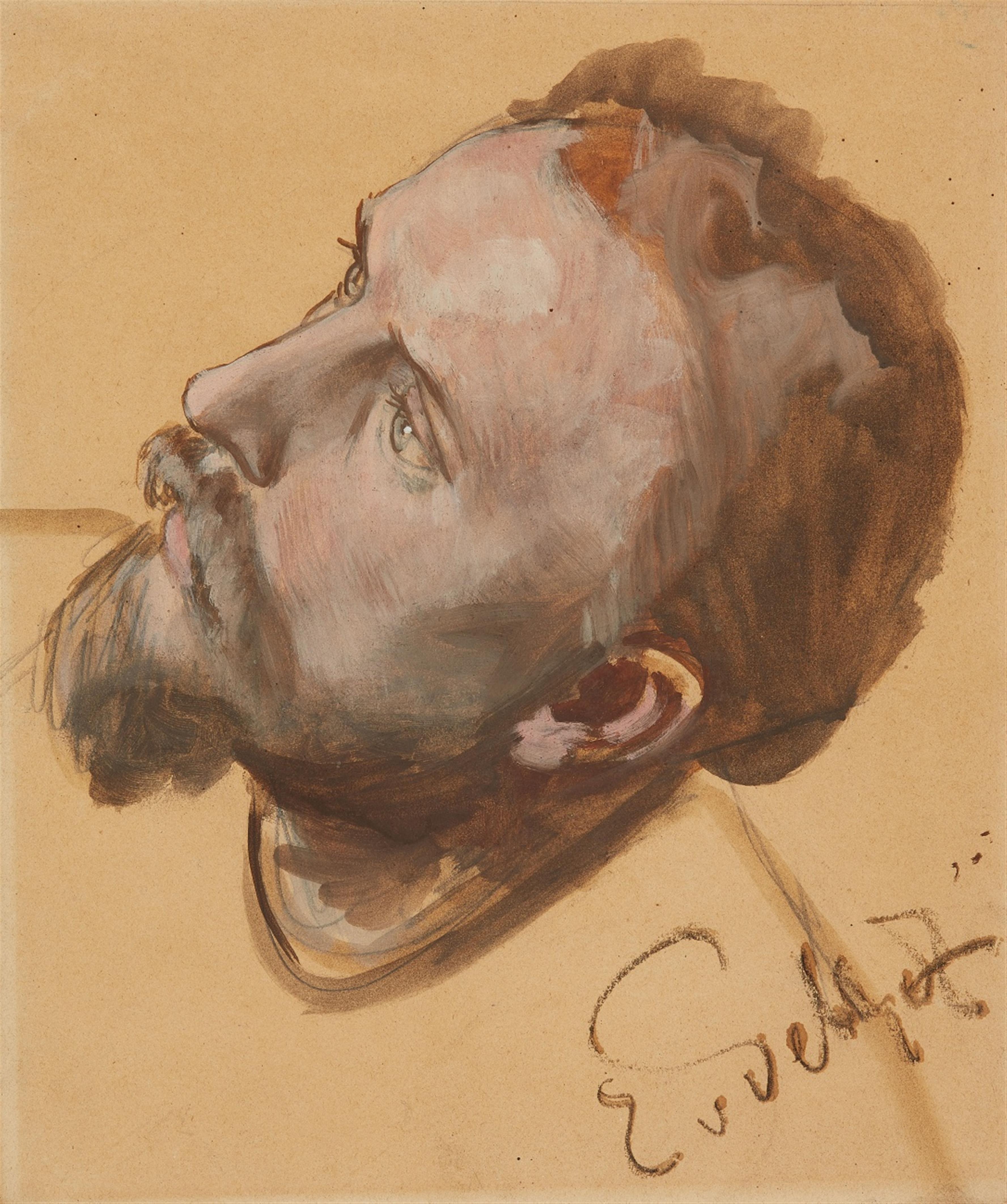 Eduard von Gebhardt - Study of a Man's Head for the Frescoes in Loccum Abbey - image-1