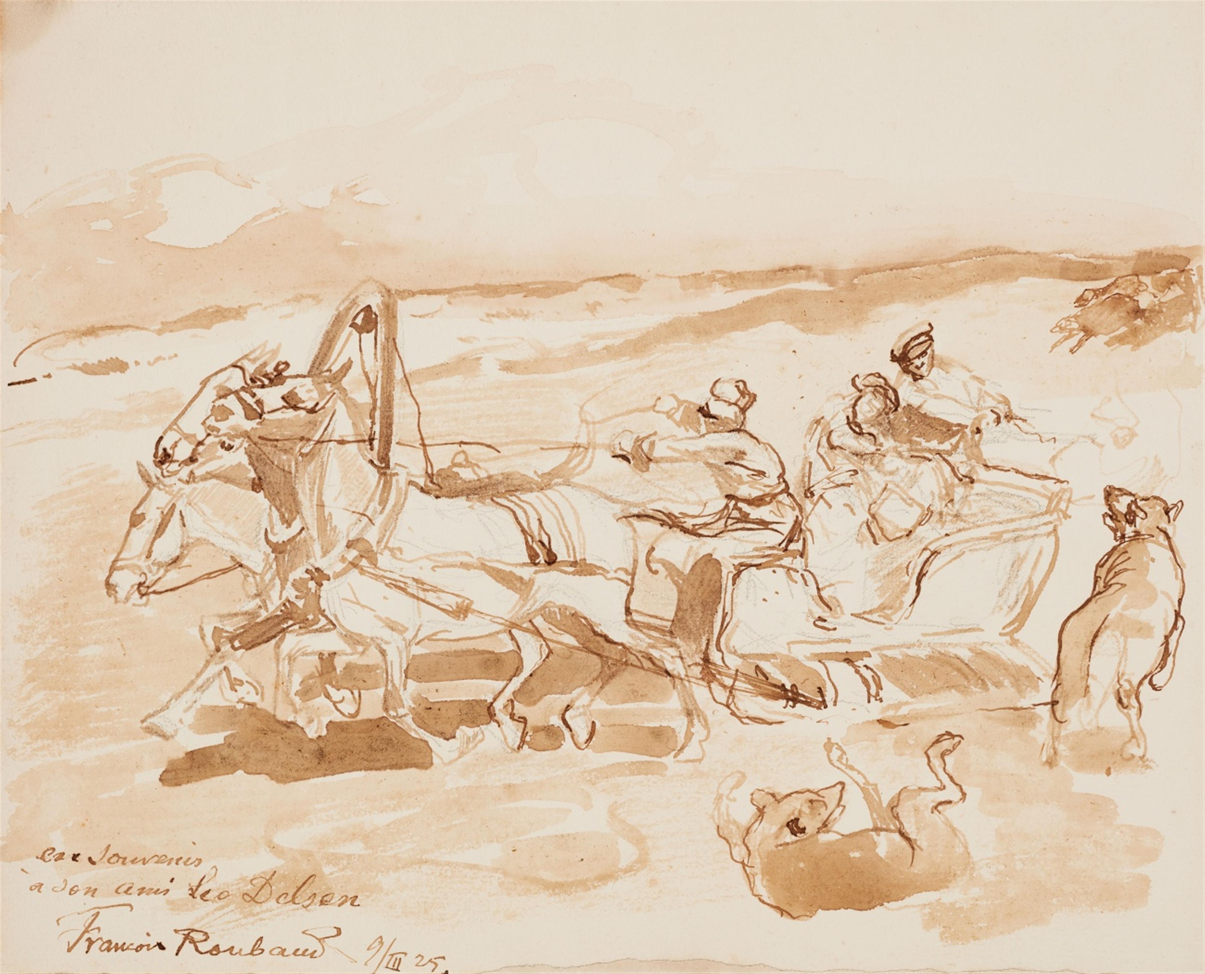 Franz Aleksejewitsch Roubaud - Galoppierendes Pferdegespann mit Schneeschlitten - image-1