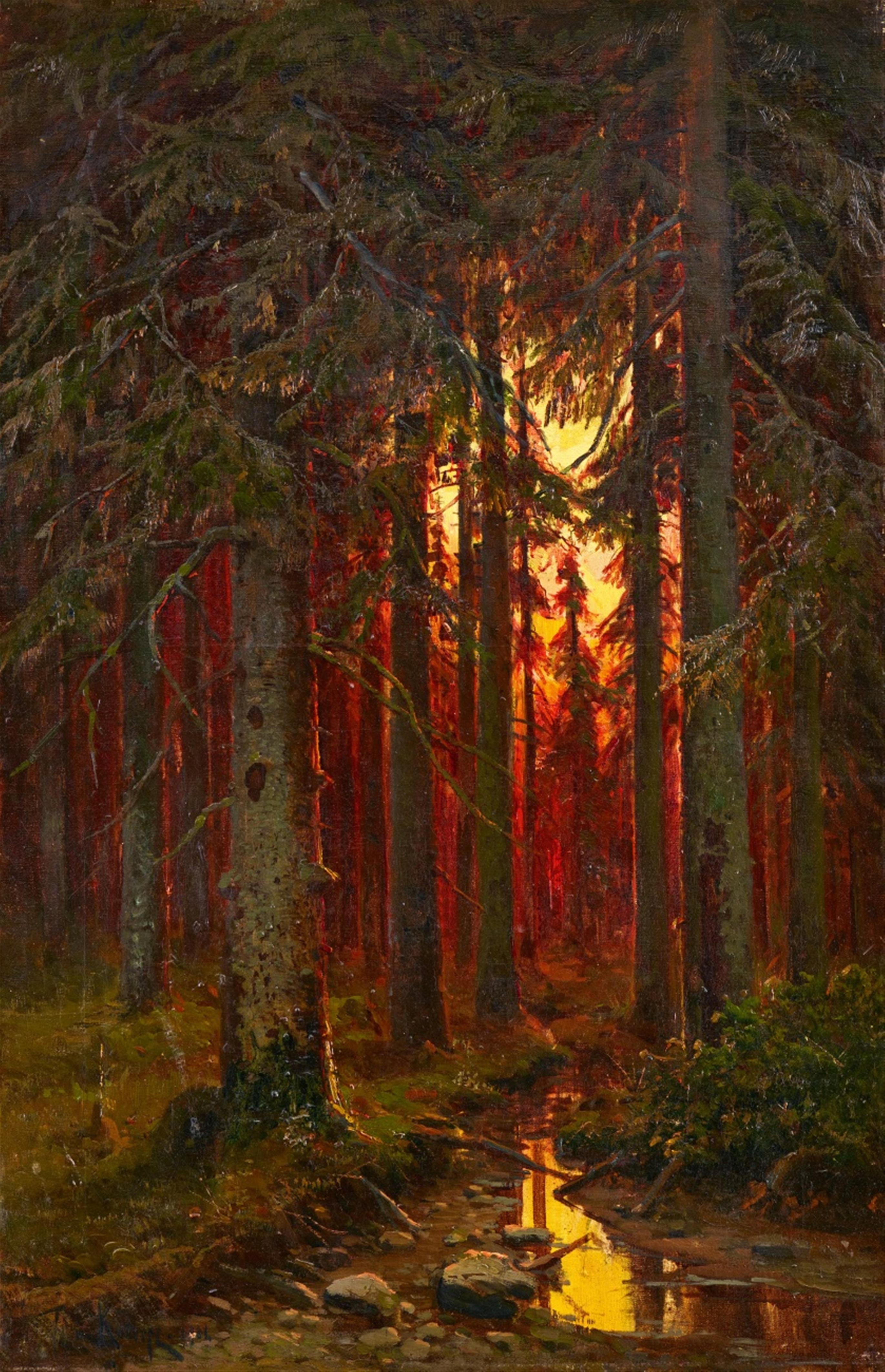 Julius von Klever - Sonnenuntergang im Fichtenwald - image-1