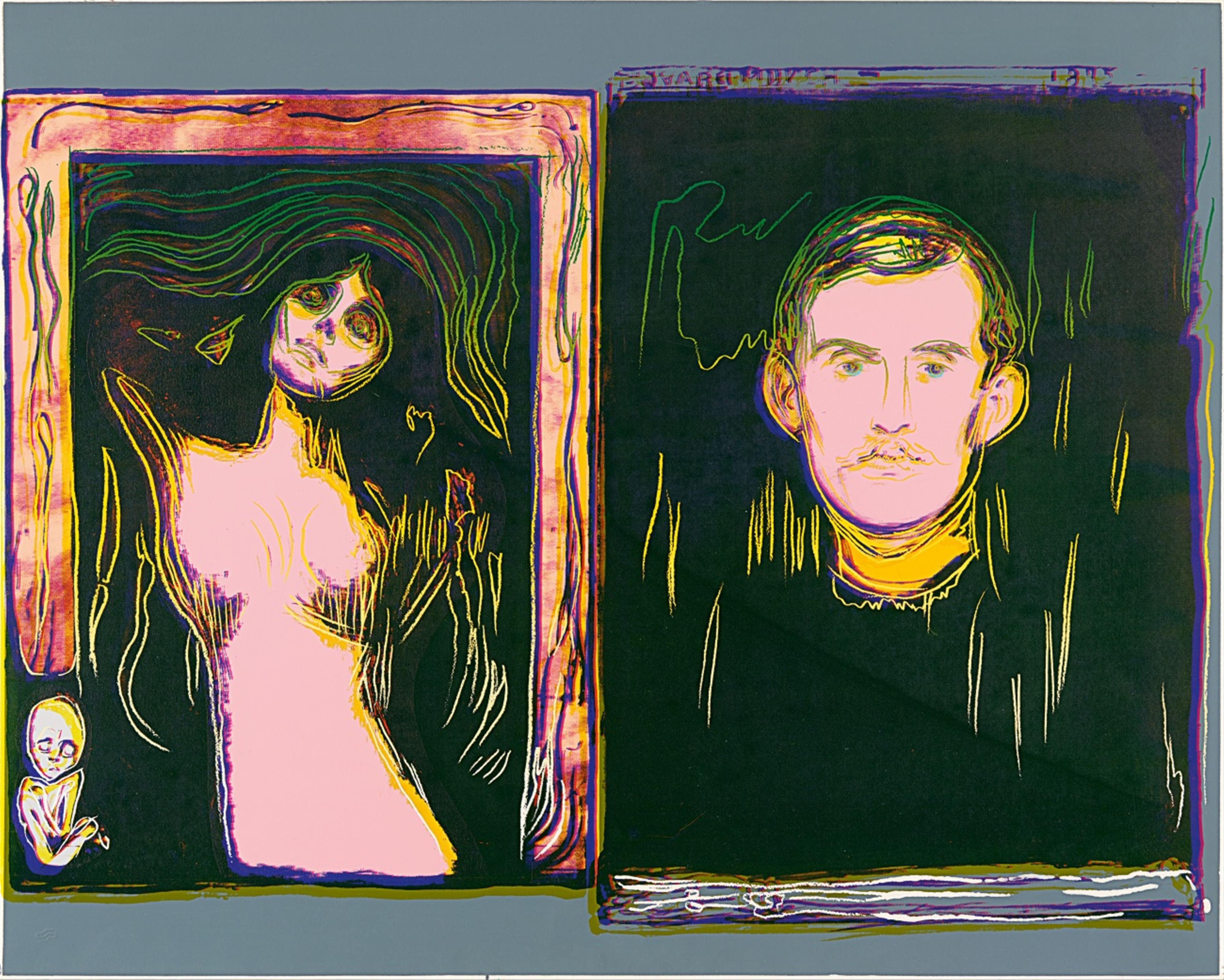 Andy Warhol - Madonna and Self-Portrait with Skeleton's Arm (After Munch) - image-1
