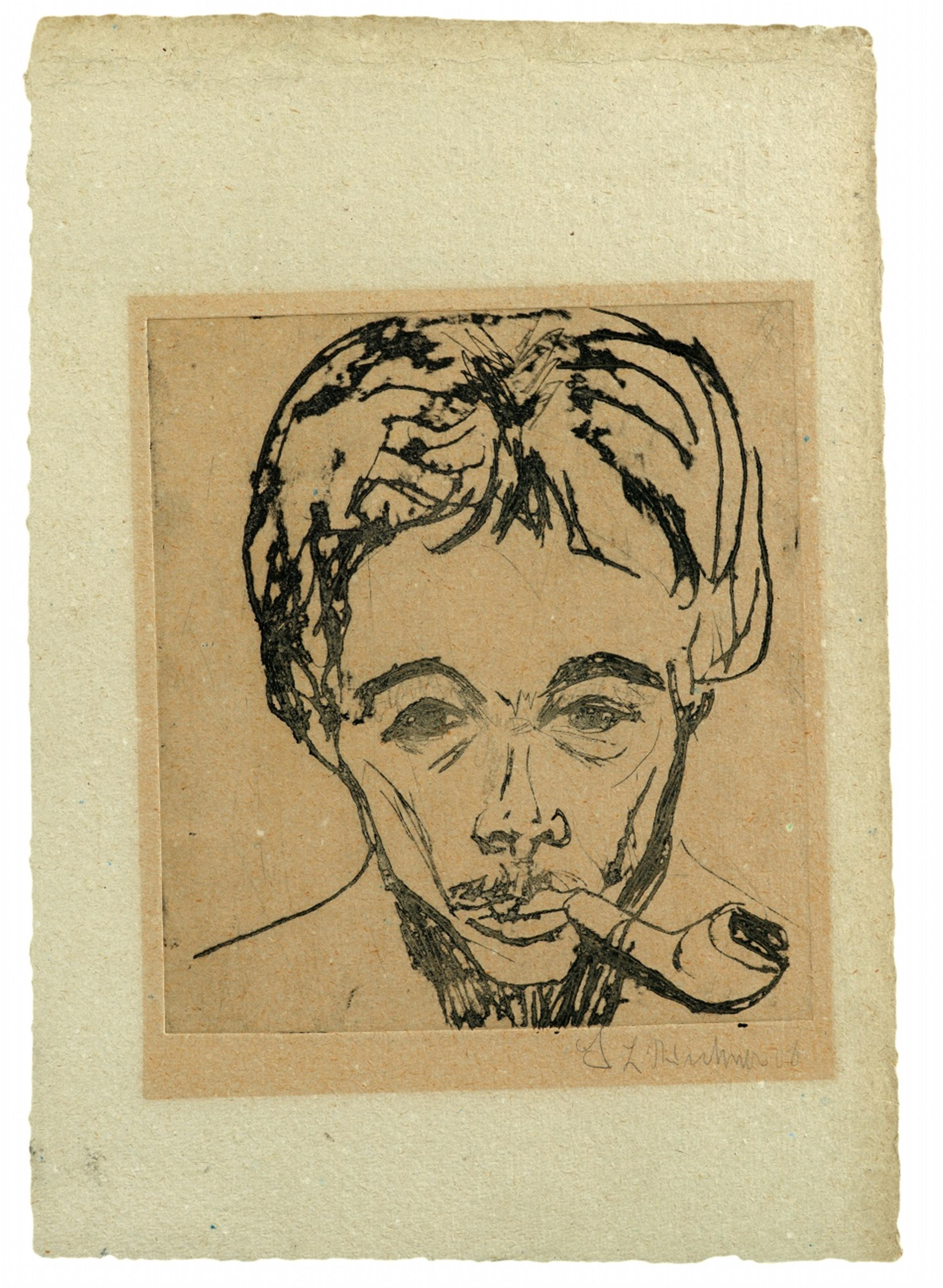 Ernst Ludwig Kirchner - Selbstbildnis mit Pfeife - image-1