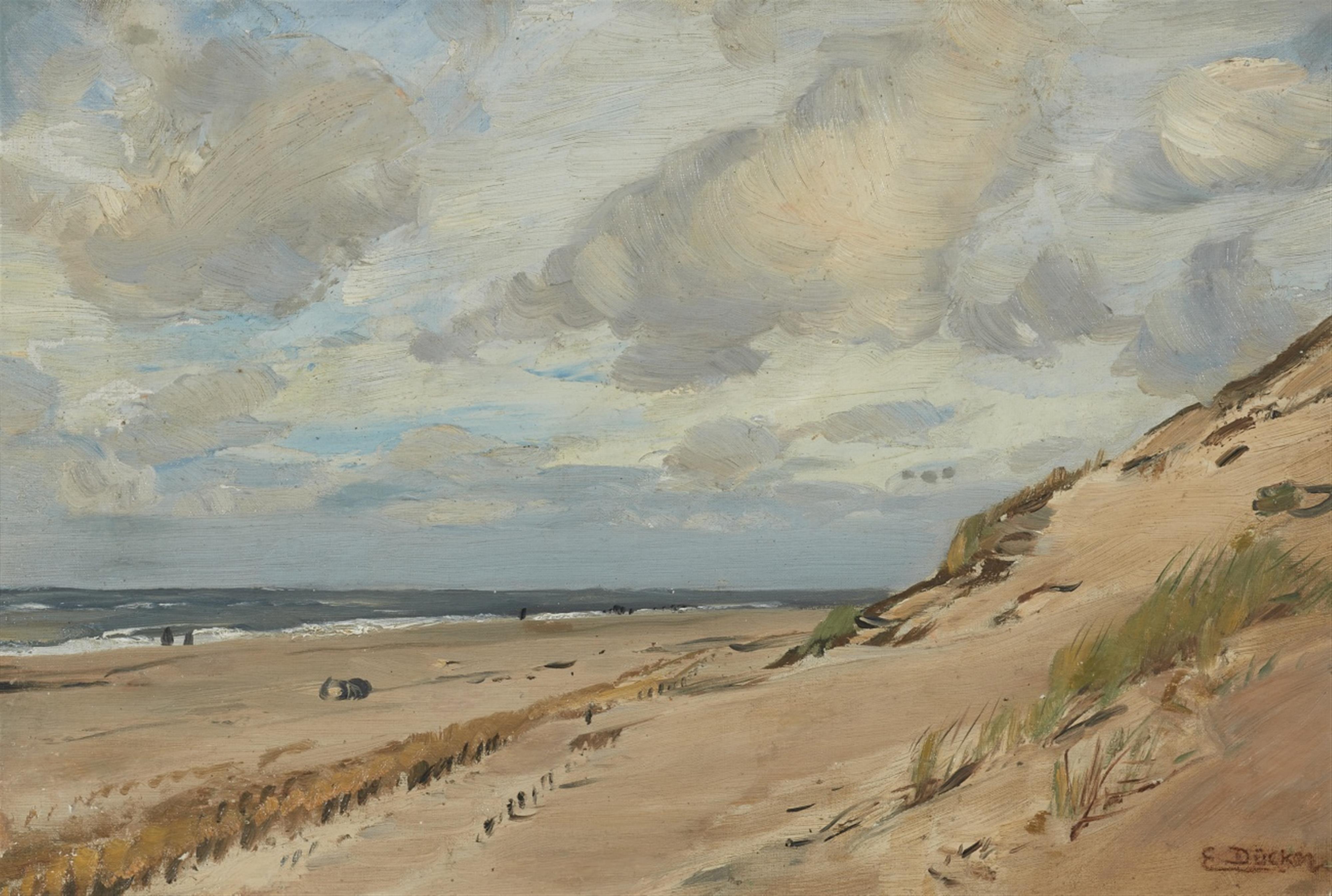 Eugène Gustav Dücker - A Beach on the North Sea Coast - image-1