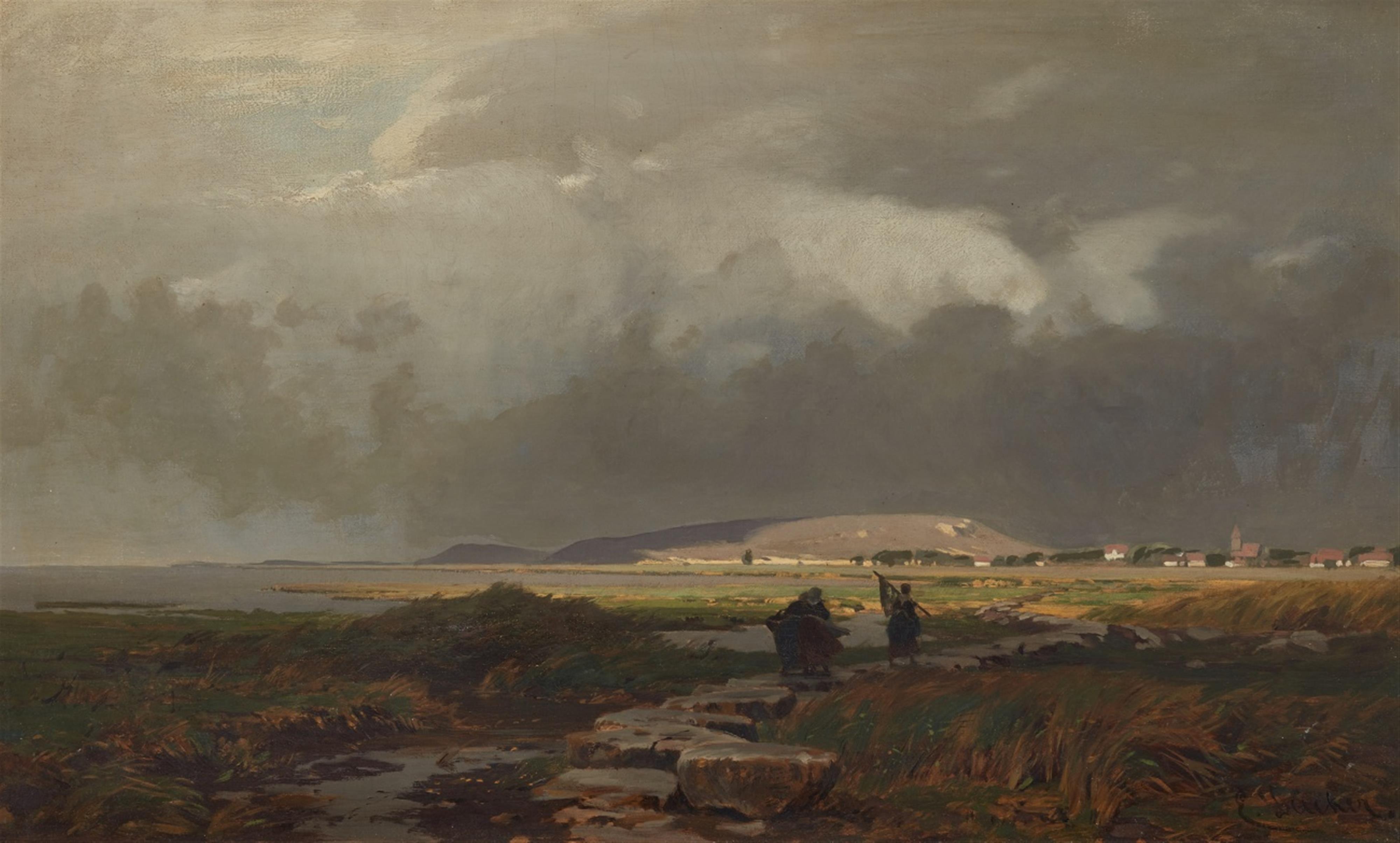 Eugène Gustav Dücker - Coastal Landscape with Fisherwomen - image-1