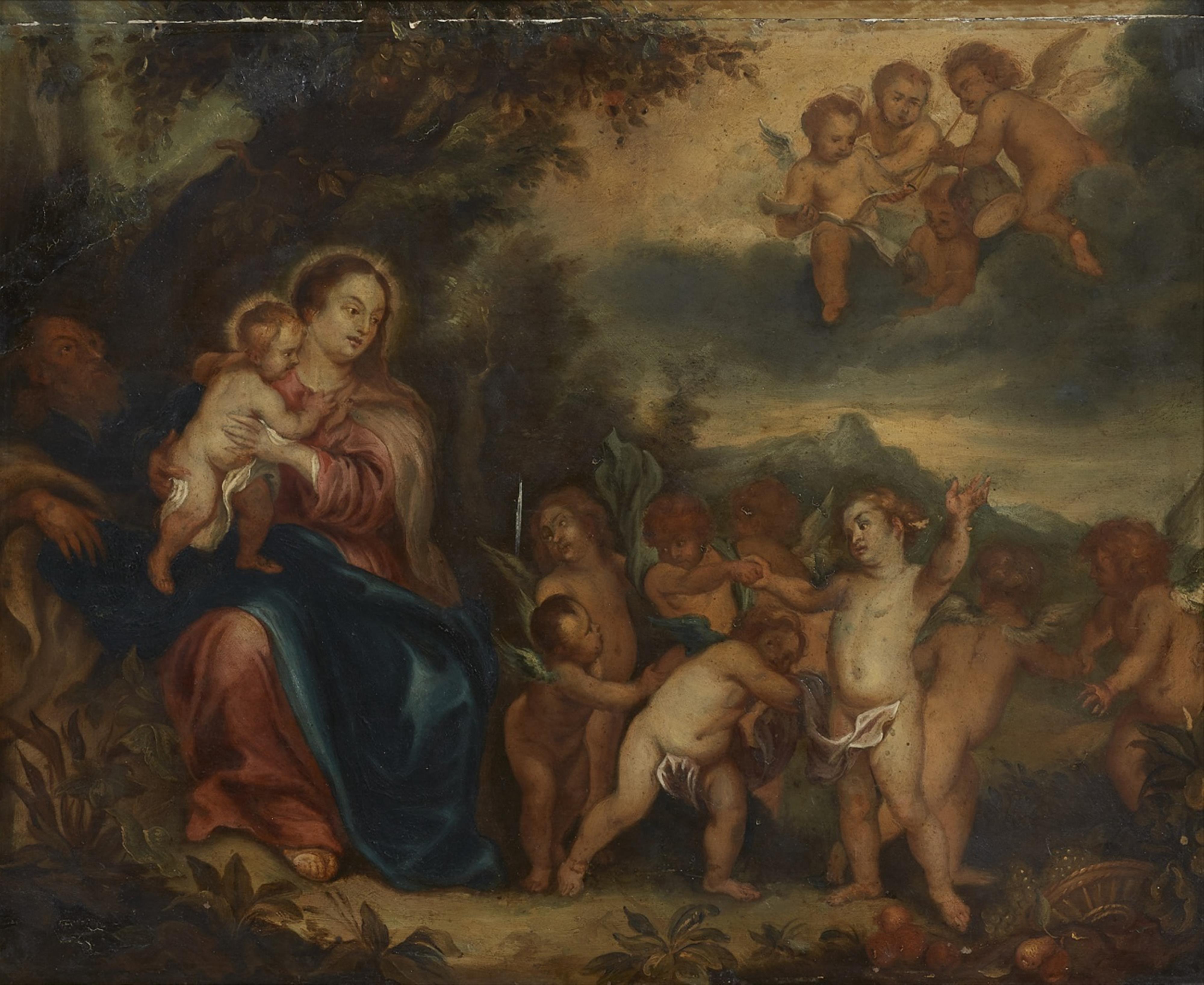 Pieter van Avont, follower of - The Holy Family Surrounded by Angels - image-1
