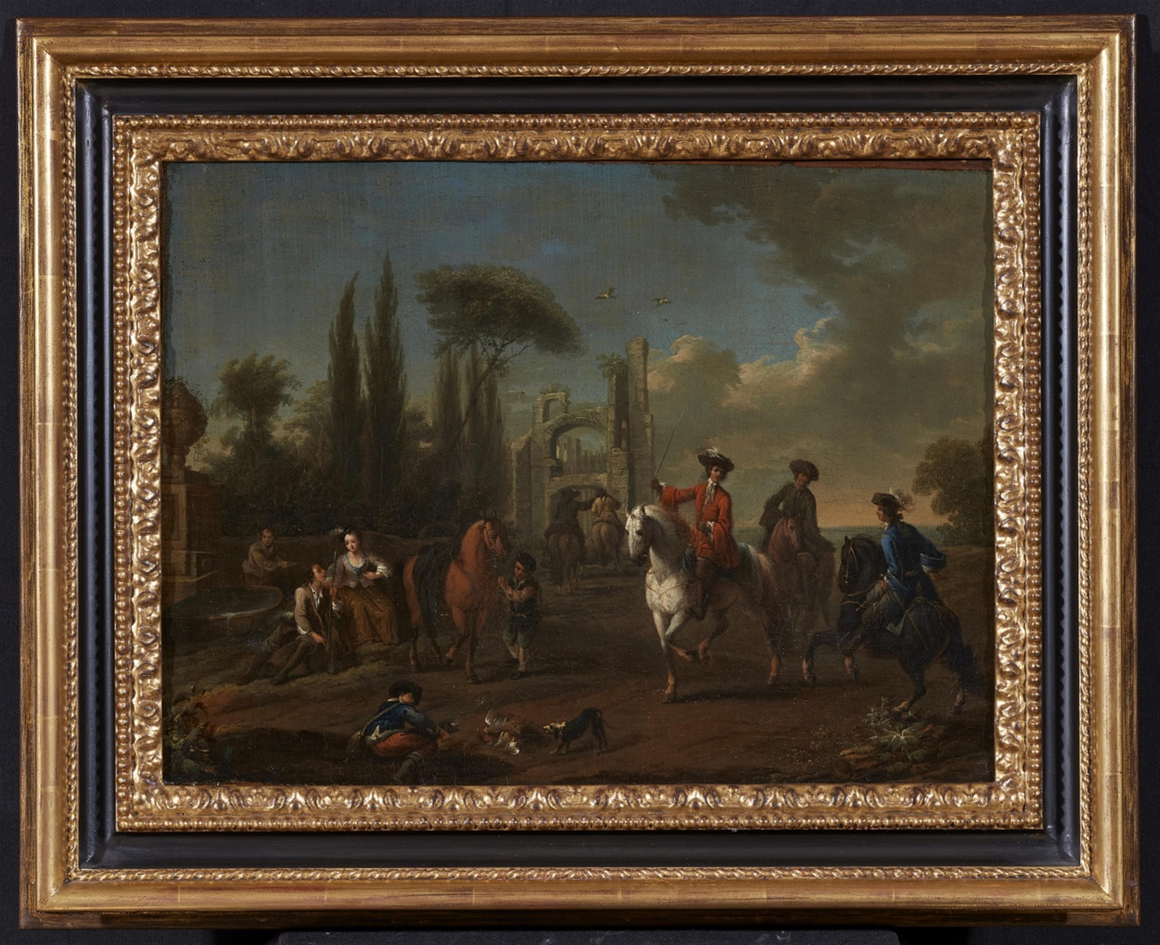 Franz de Paula Ferg - Hunting Party Departing in a Southern Landscape - image-2