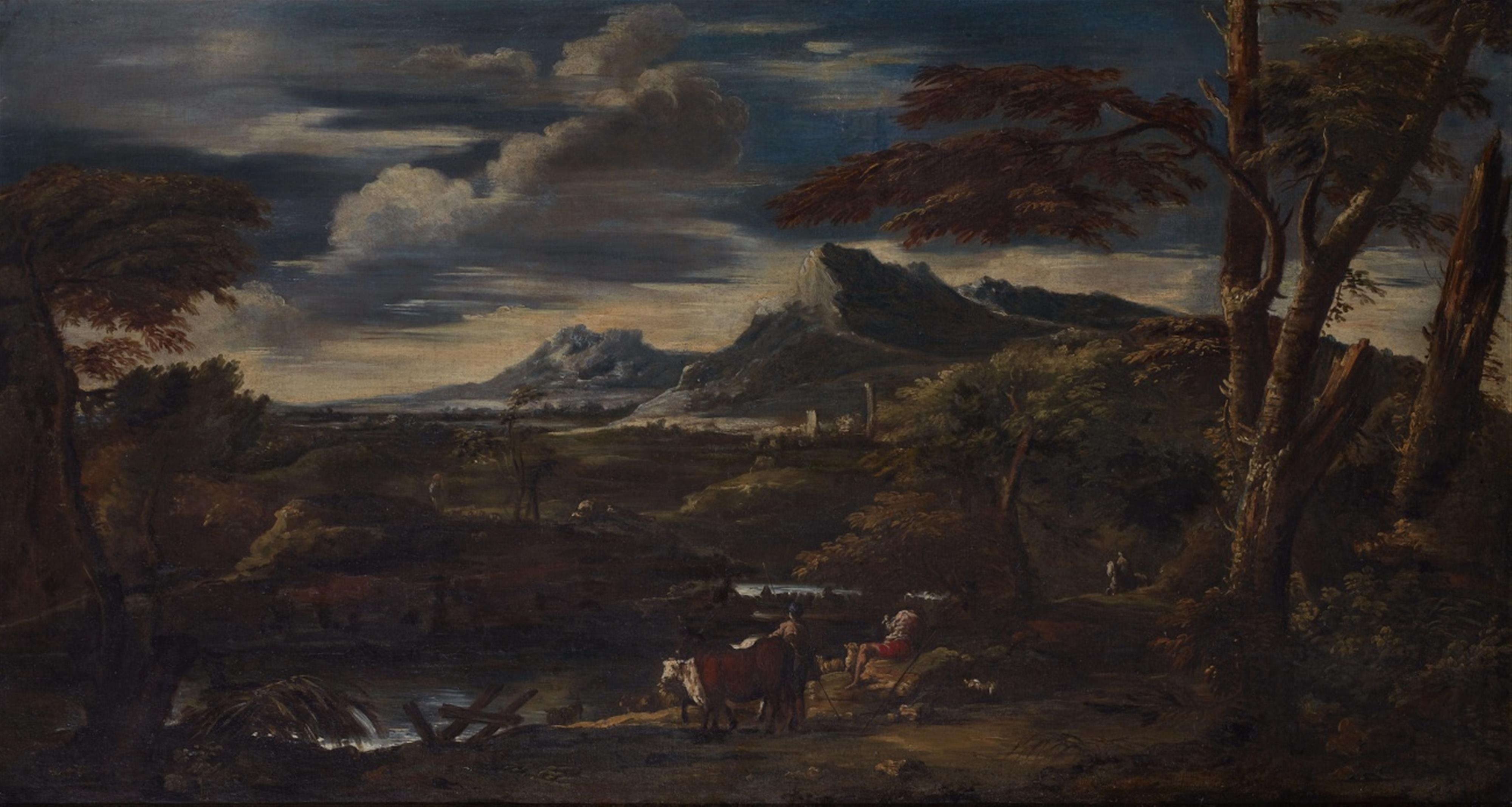 Italienischer Künstler des 18. Jahrhunderts - Landschaft mit Hirten - image-1