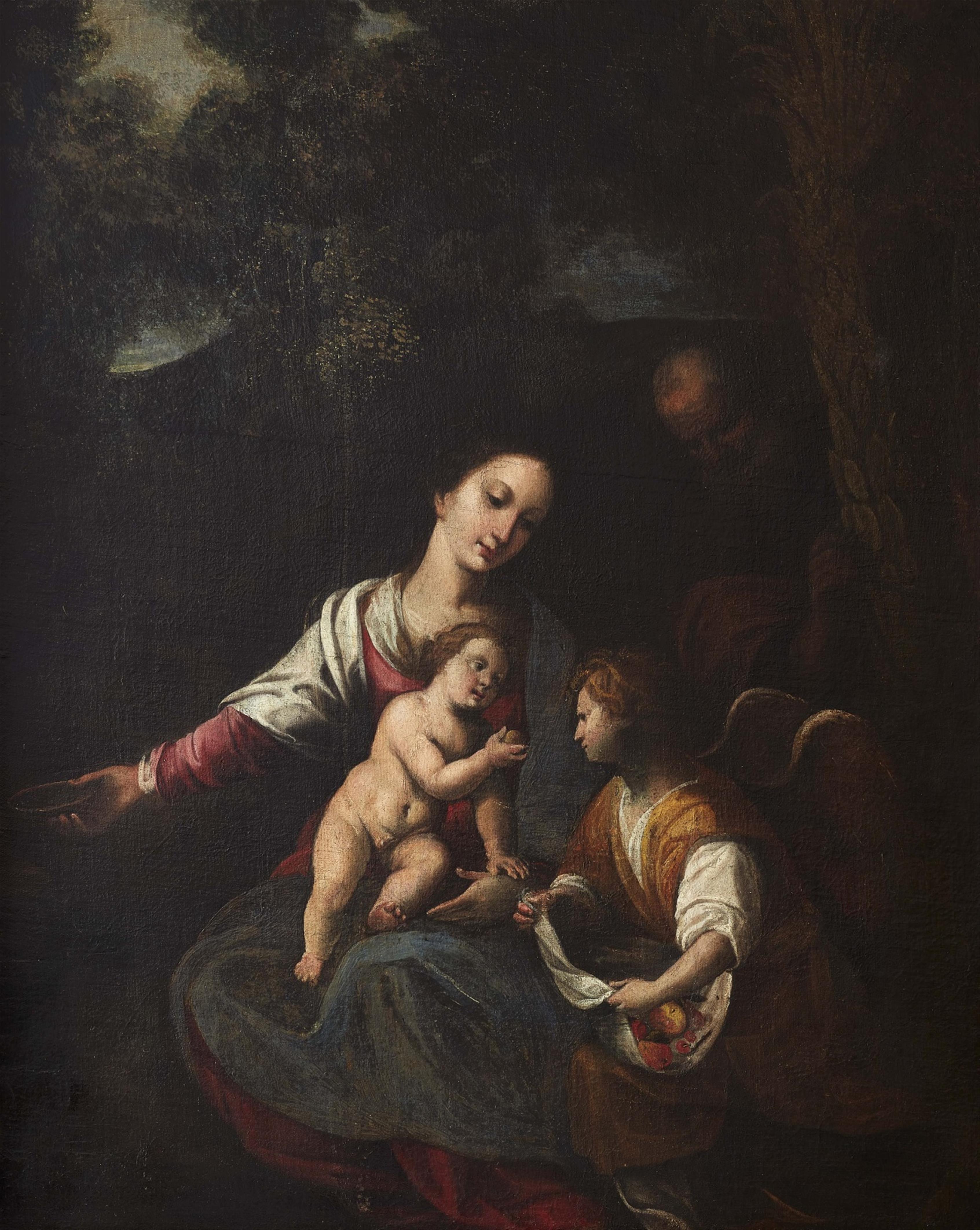Italian School - The Holy Family with an Angel - image-1