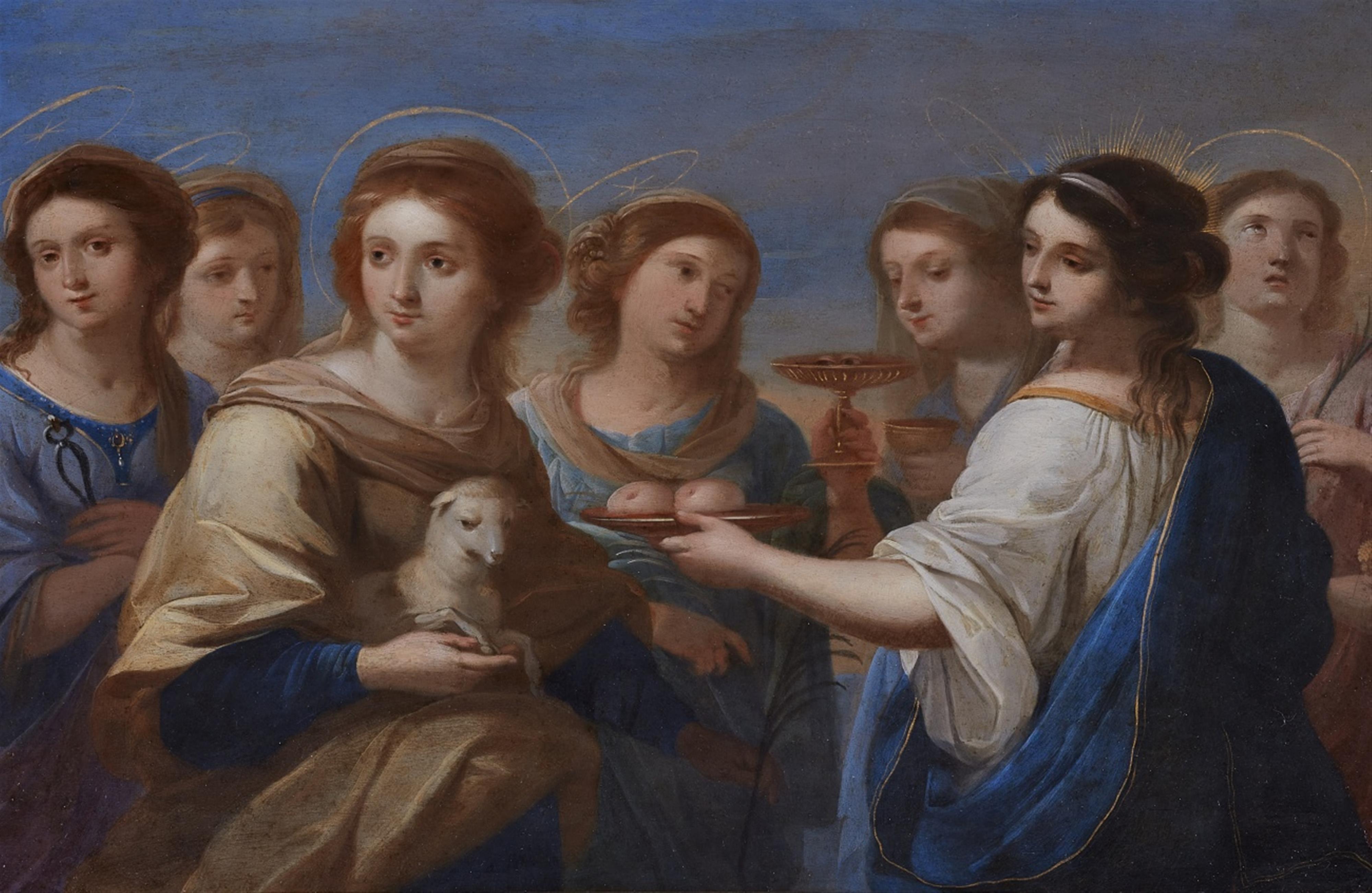 Angelika Kauffmann, in der Art - Die Heiligen Agnes und Agatha umgeben von fünf weiteren weiblichen Heiligen, darunter Lucia und Apolonia - image-1