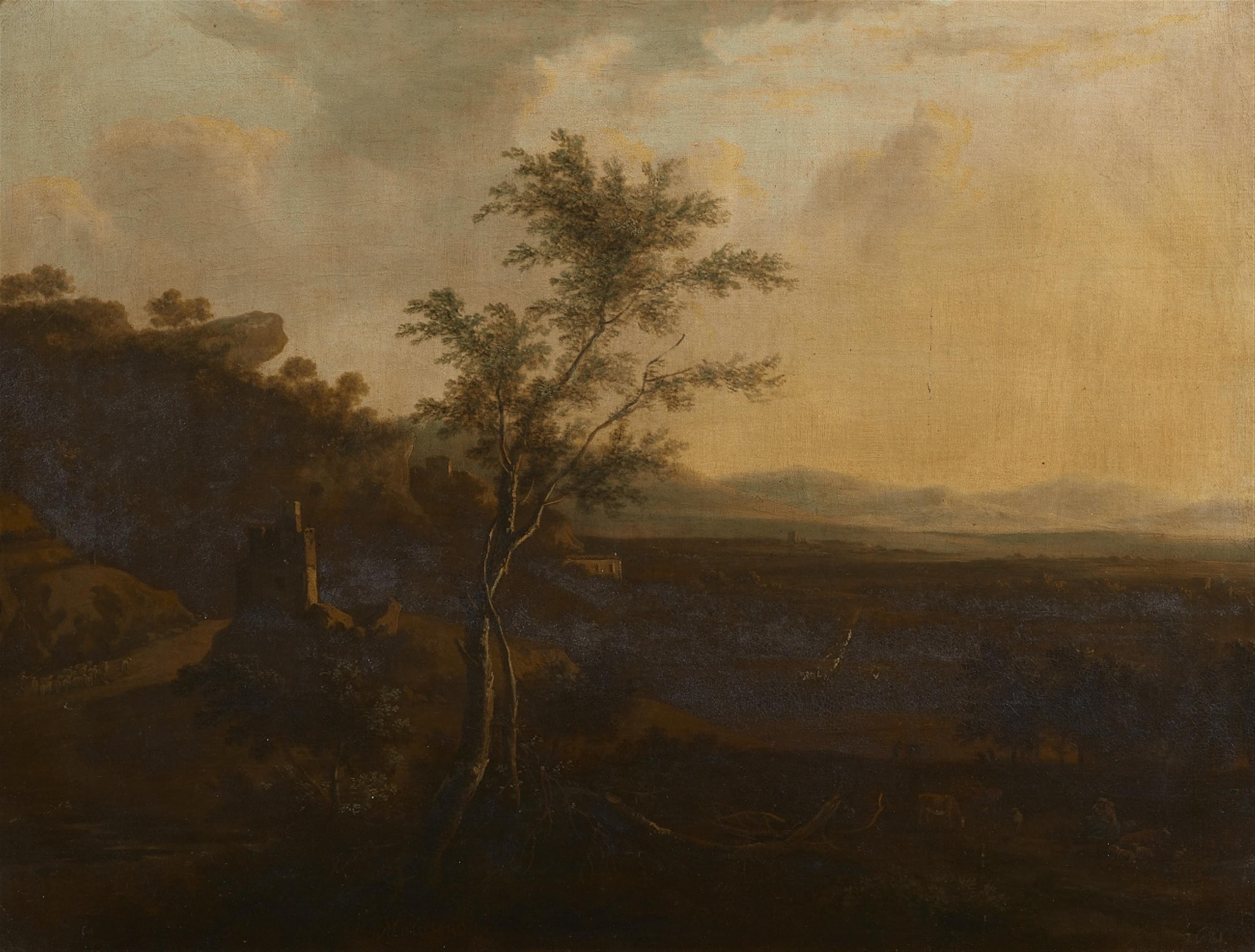 Frederik de Moucheron - Landschaft mit Ruine und Hirten - image-1