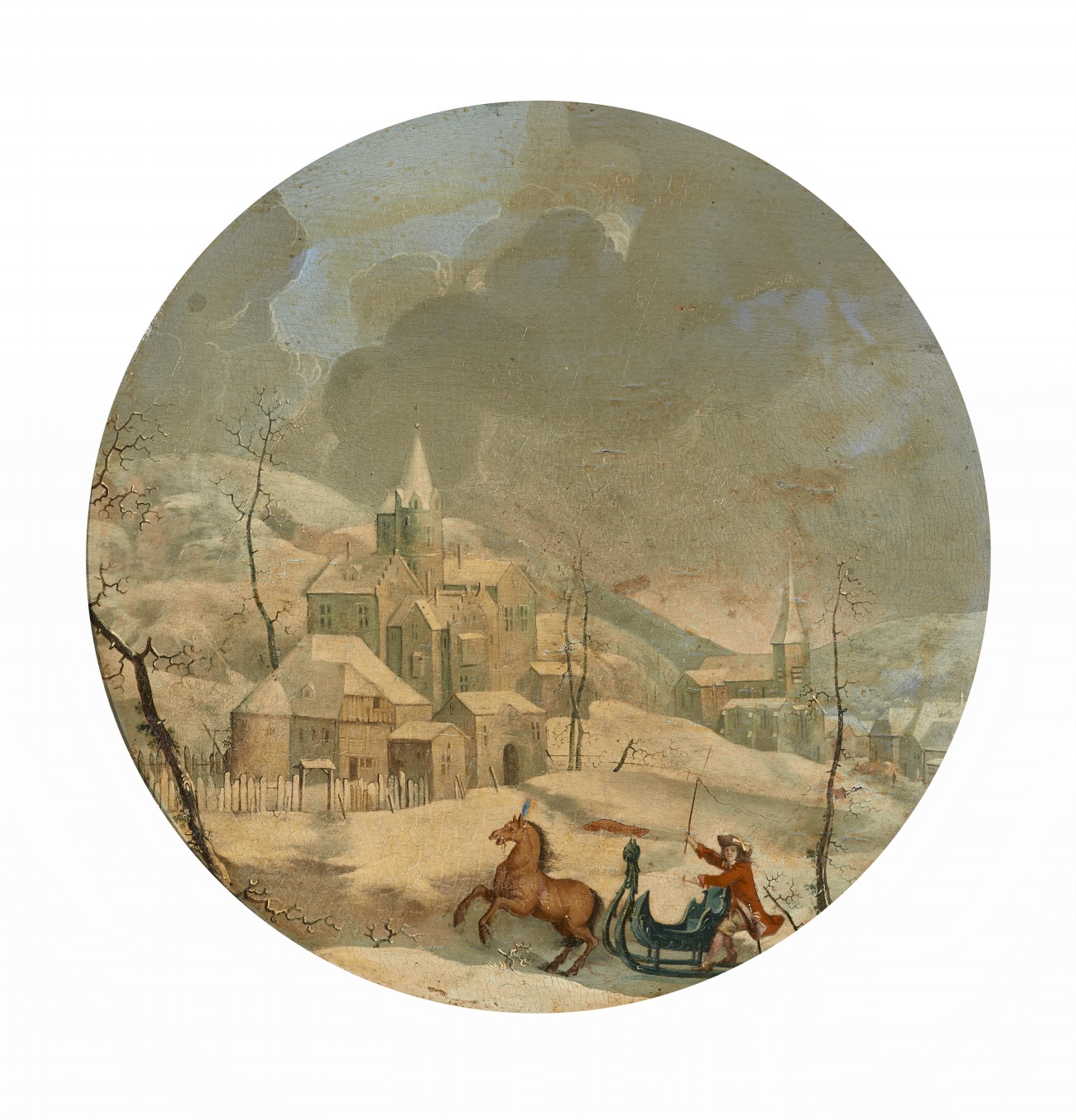 Netherlandish School 17th century - Winter Landscape with a Horse Drawn Sled - image-1
