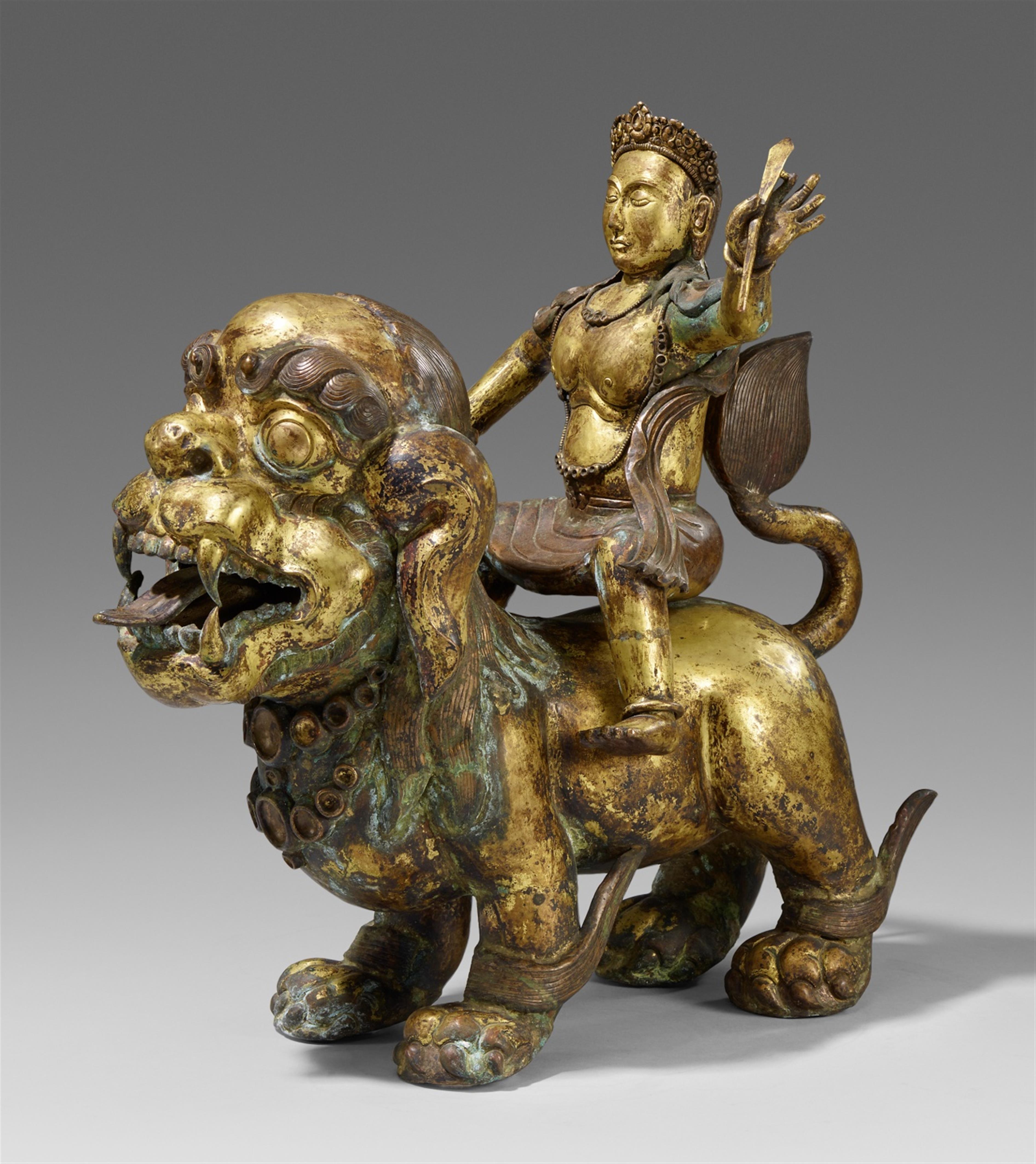 A Nepalese gilt copper repoussee figure of a Bodhisattva. 18th/19th century - image-1