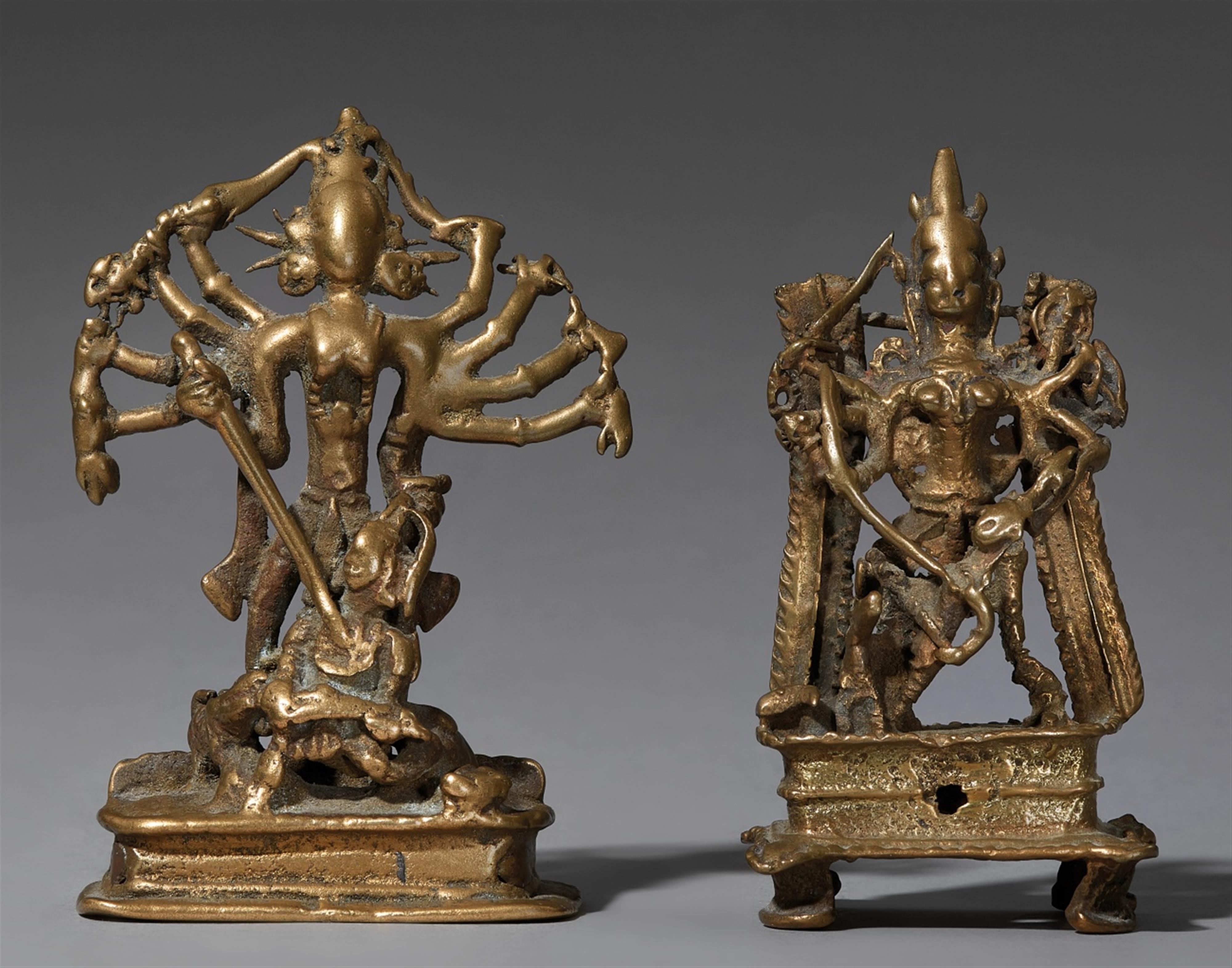 Two Indian brass figures of Mahishasuramardini. - image-1