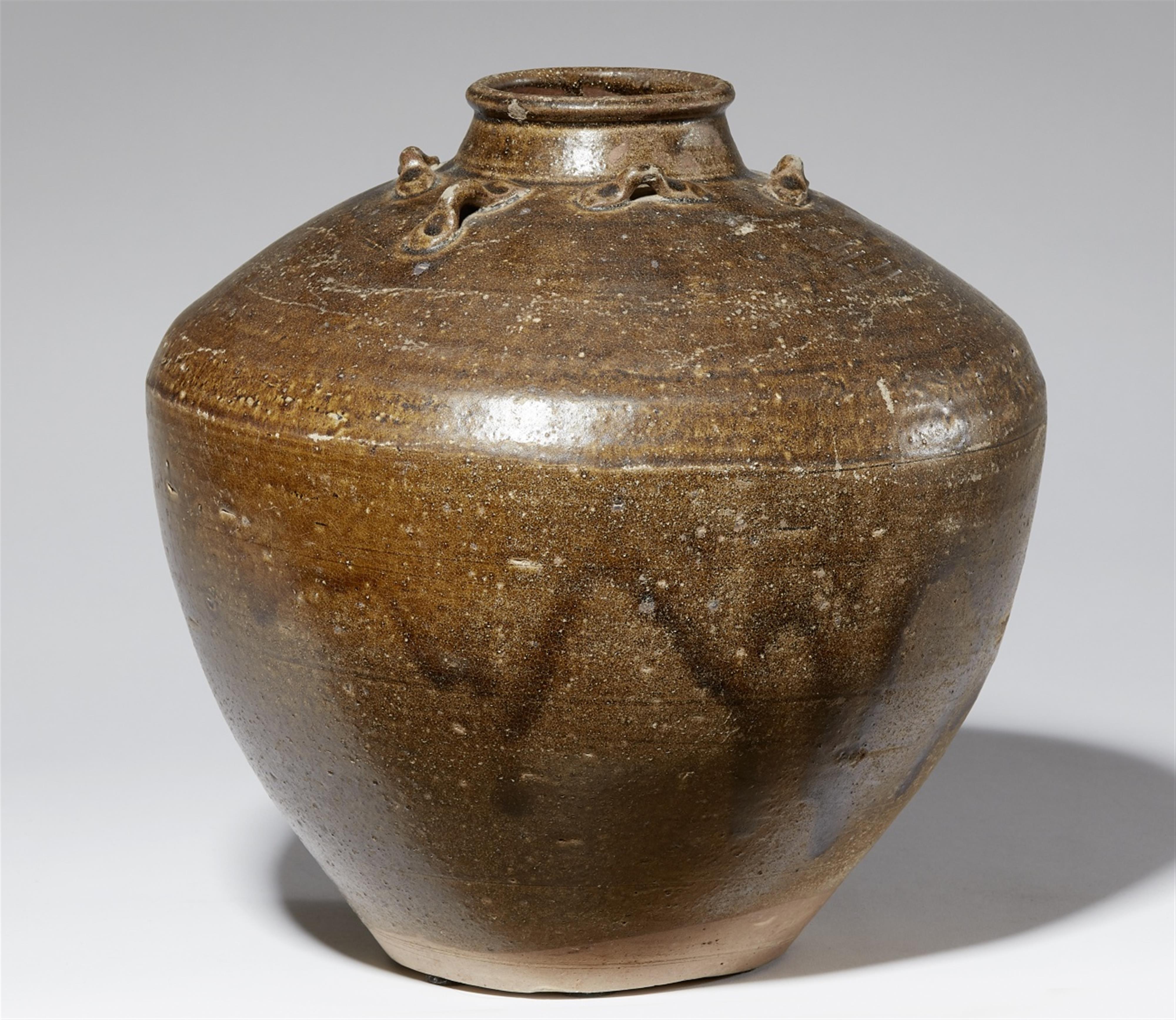 A large stoneware storage jar. 13th-15th century - image-1