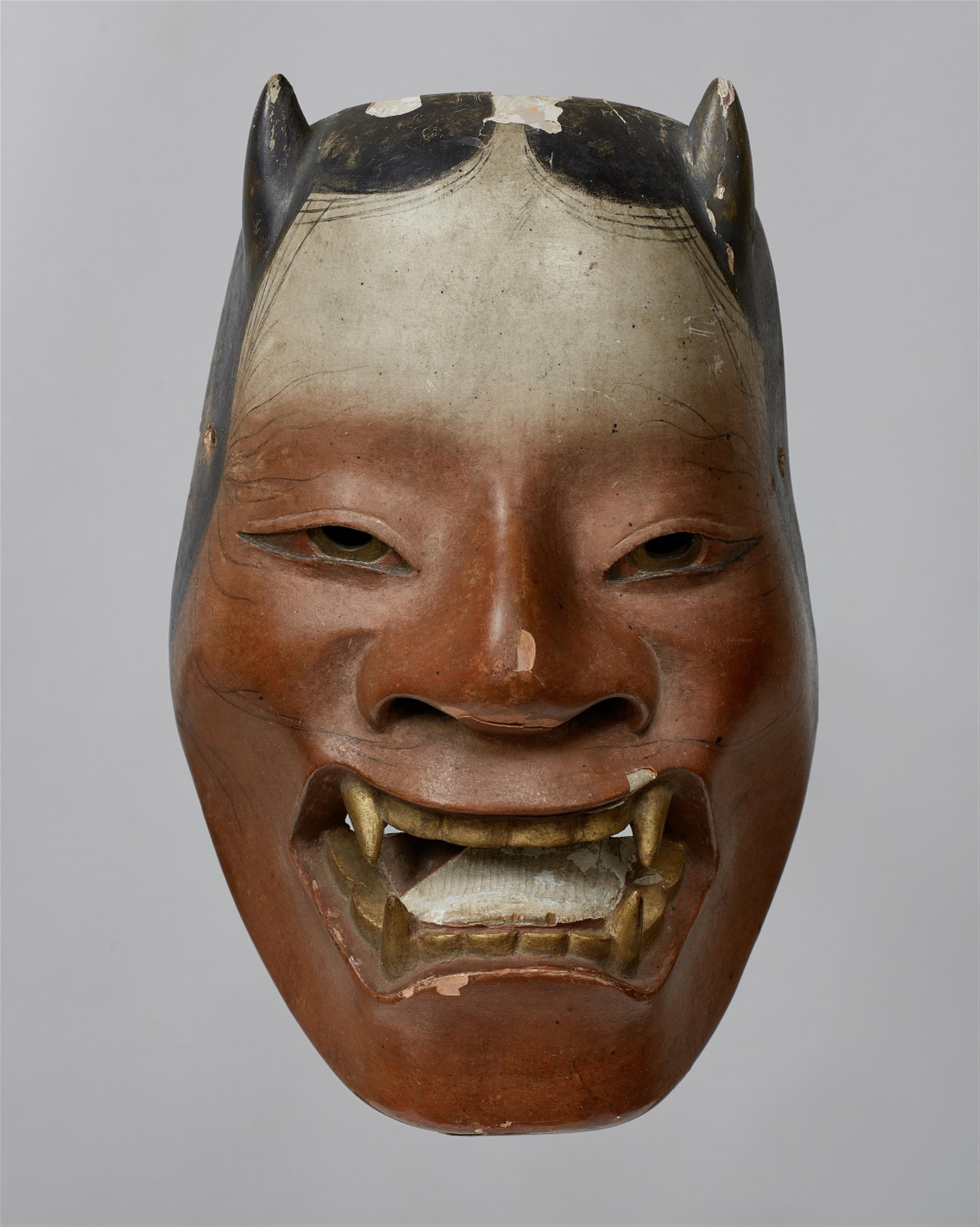 A painted wood no mask of Namanari type. Edo period - image-1