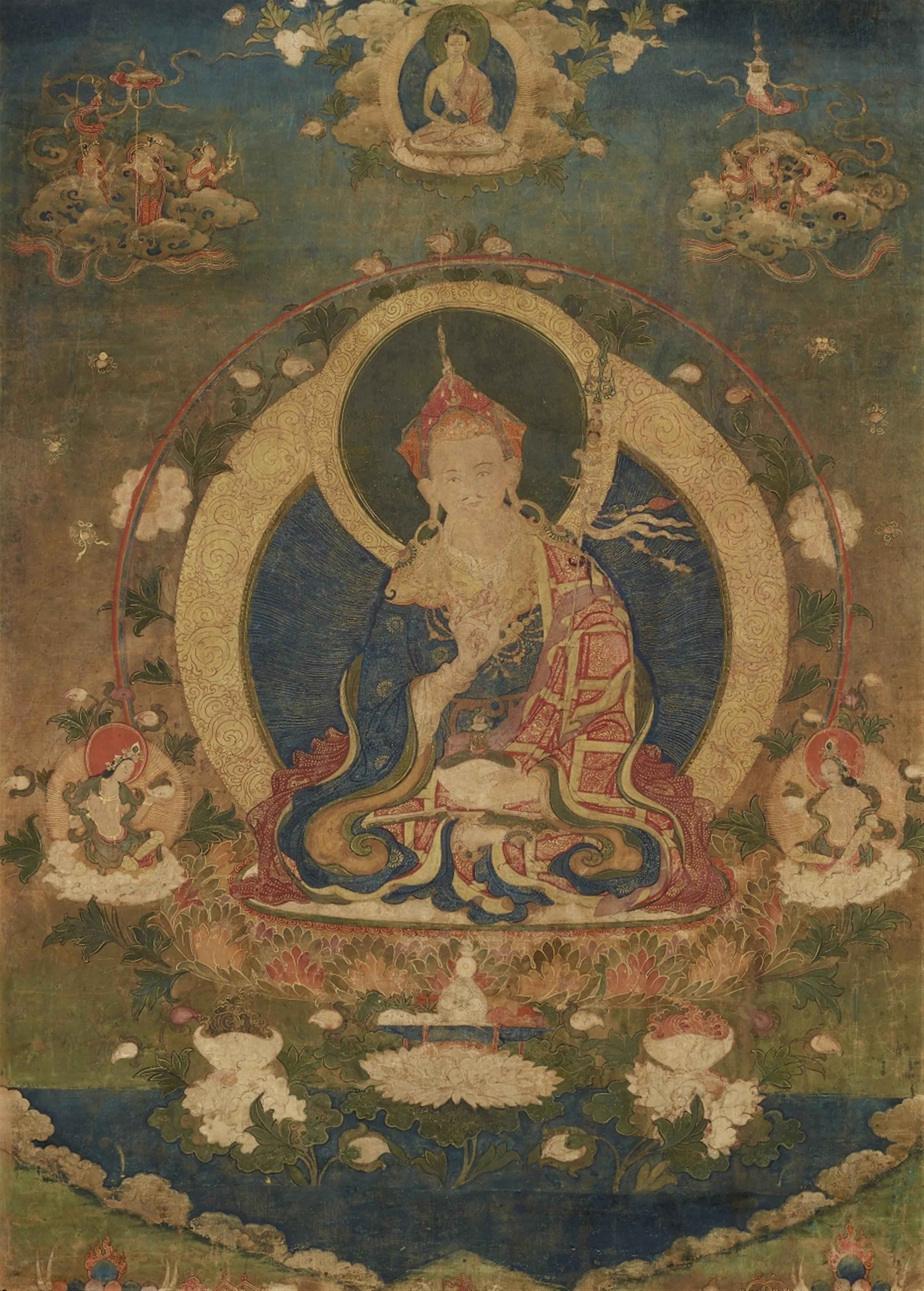 Fein gemaltes Thangka des Padmasambhava. Tibet. 18. Jh. - image-1