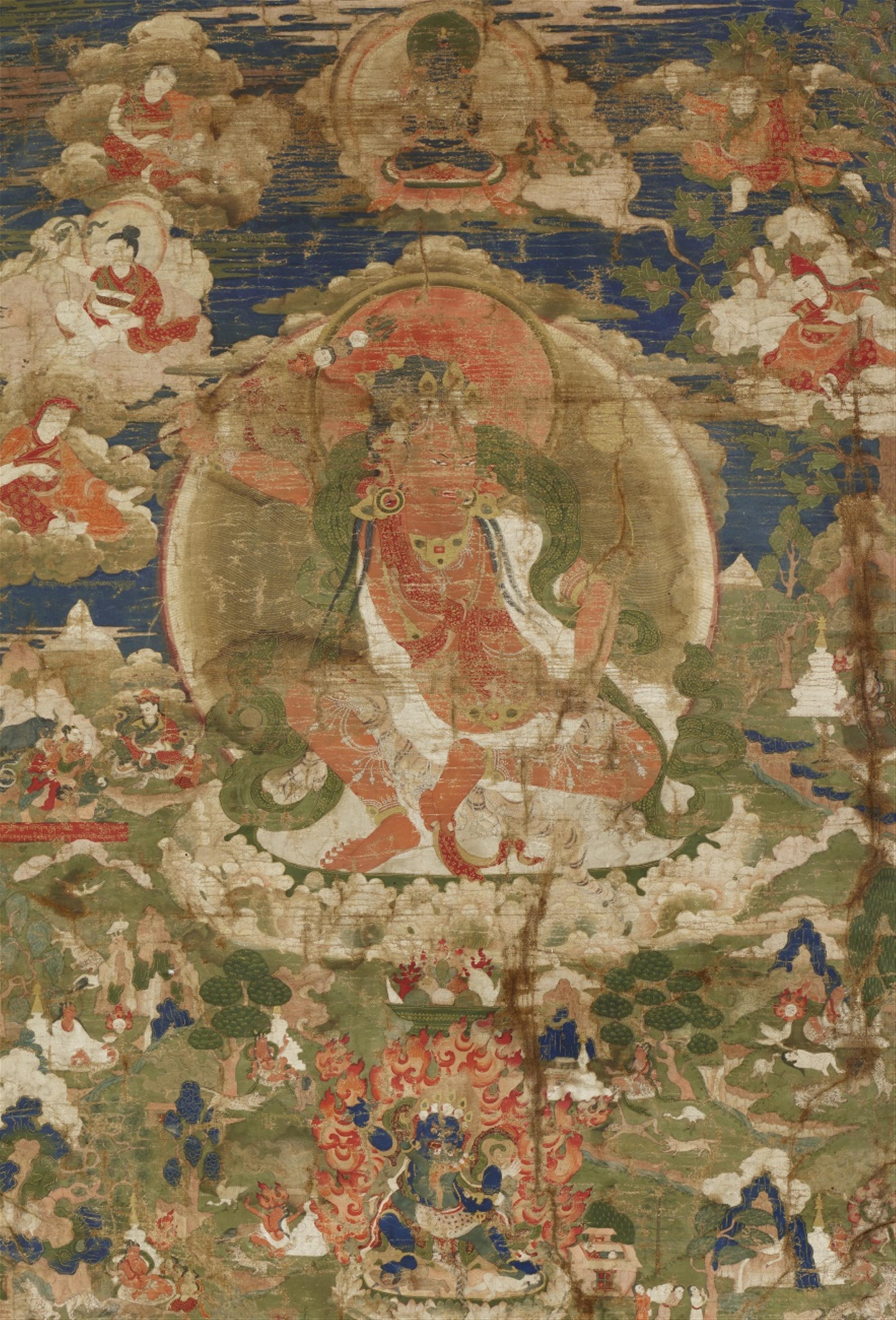 A Tibetan thangka of Padmasambhava in the aspect of Nyima Oser. 18th/19th century - image-1