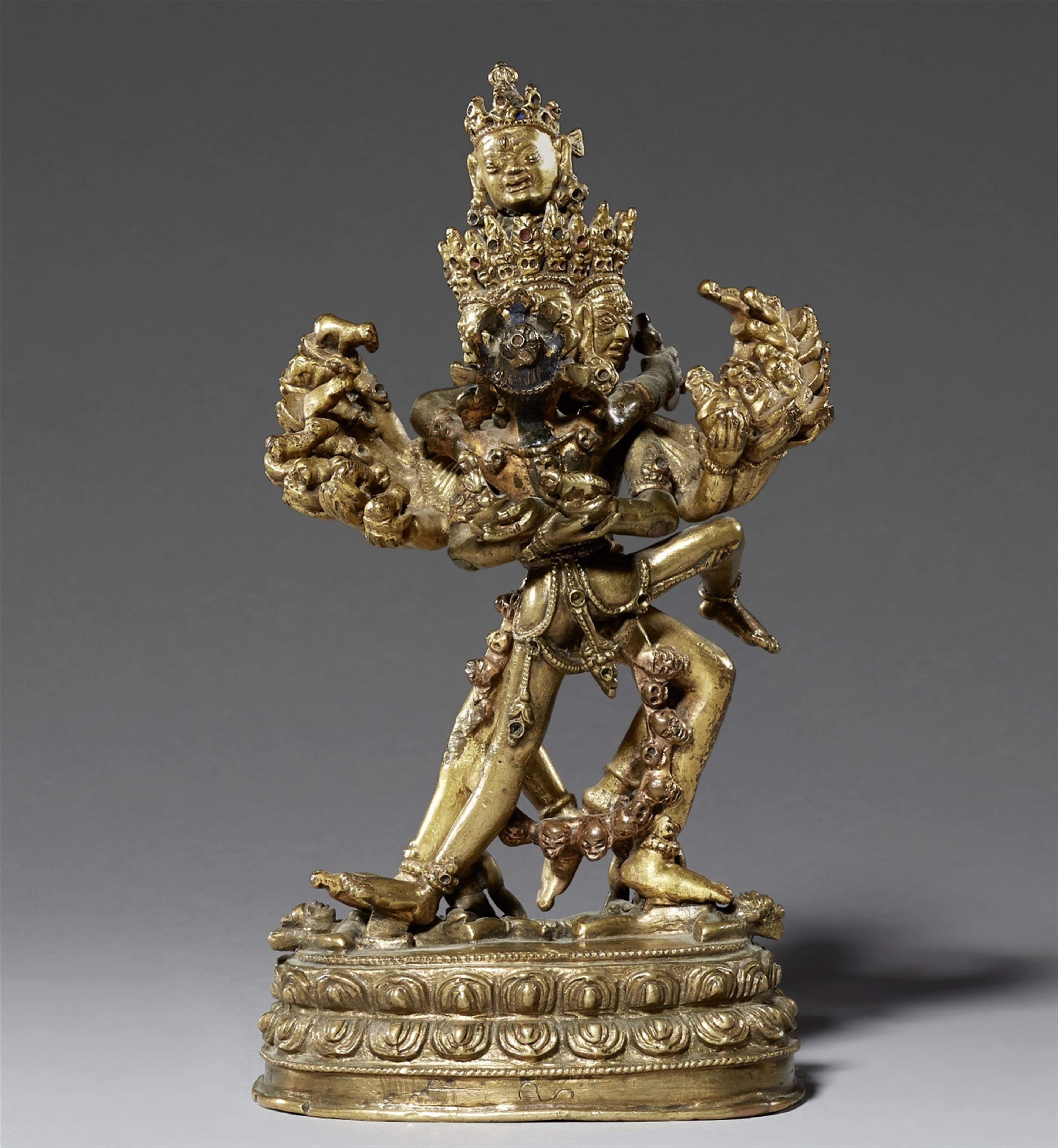 Kapaladhara Hevajra. Feuervergoldete Bronze. Tibet. 17./18. Jh. - image-1