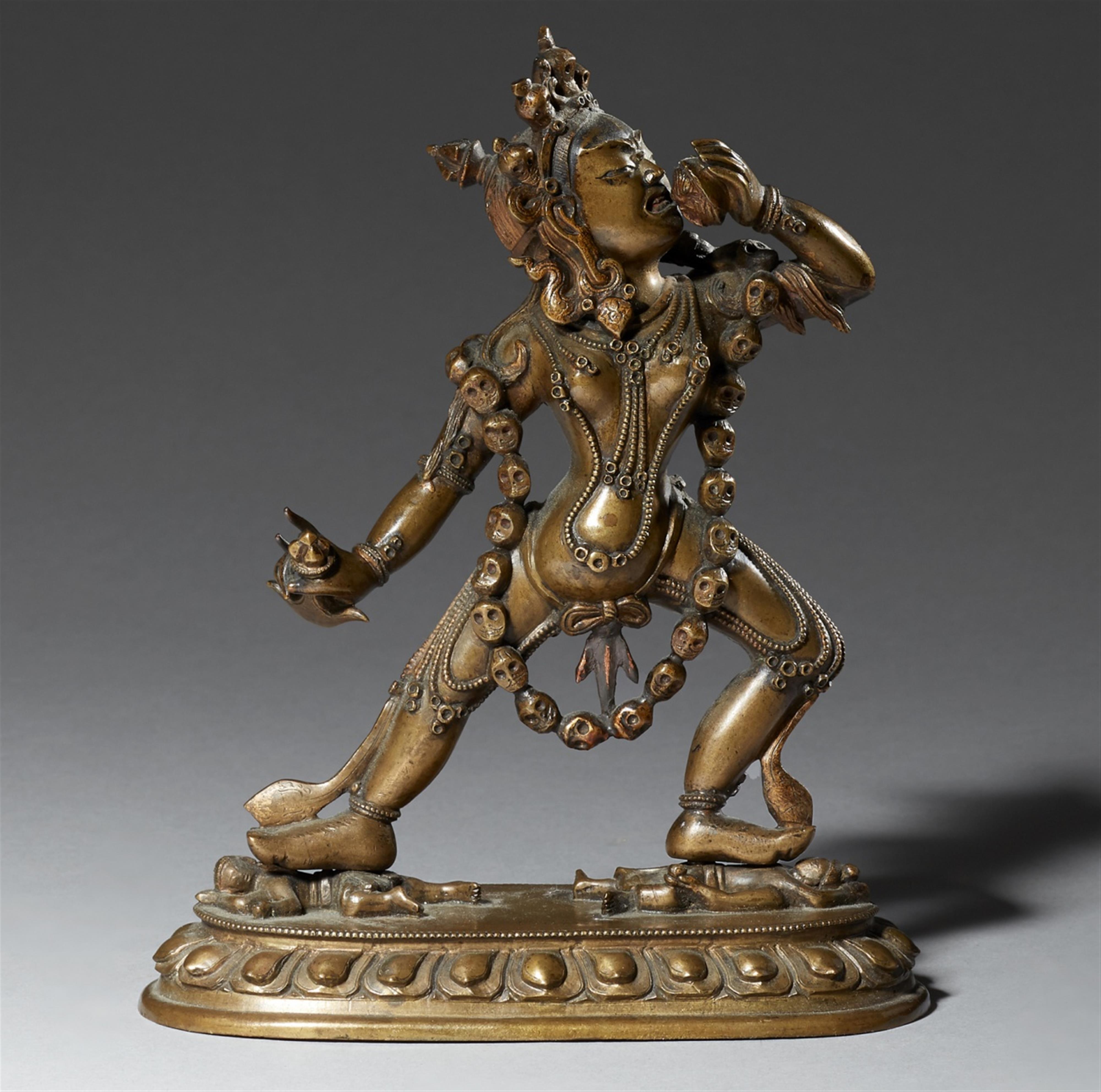 A Tibetochinese bronze figure of Sarvabuddha-Dakini. 18th century - image-1