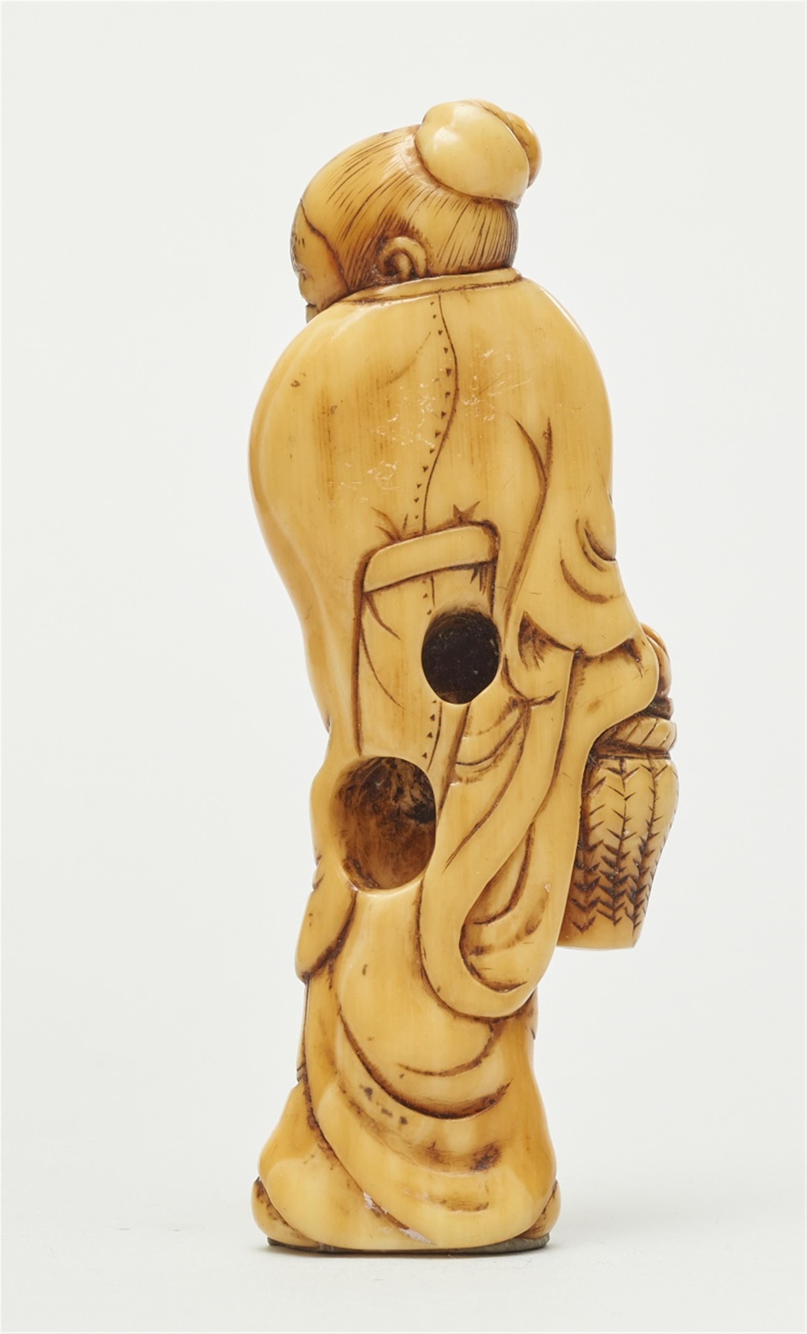 An ivory netsuke of Tobosaku. Around 1800 - image-2
