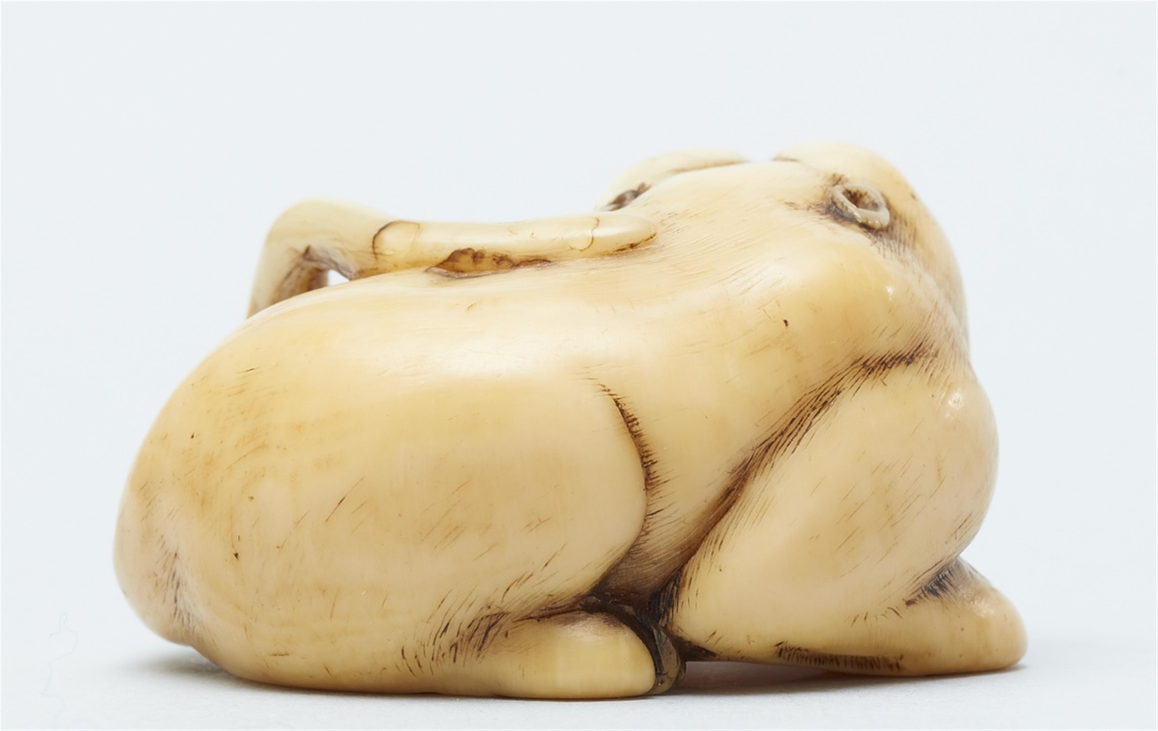 An ivory ash tray netsuke of a recumbent tiger. Early 19th century - image-2