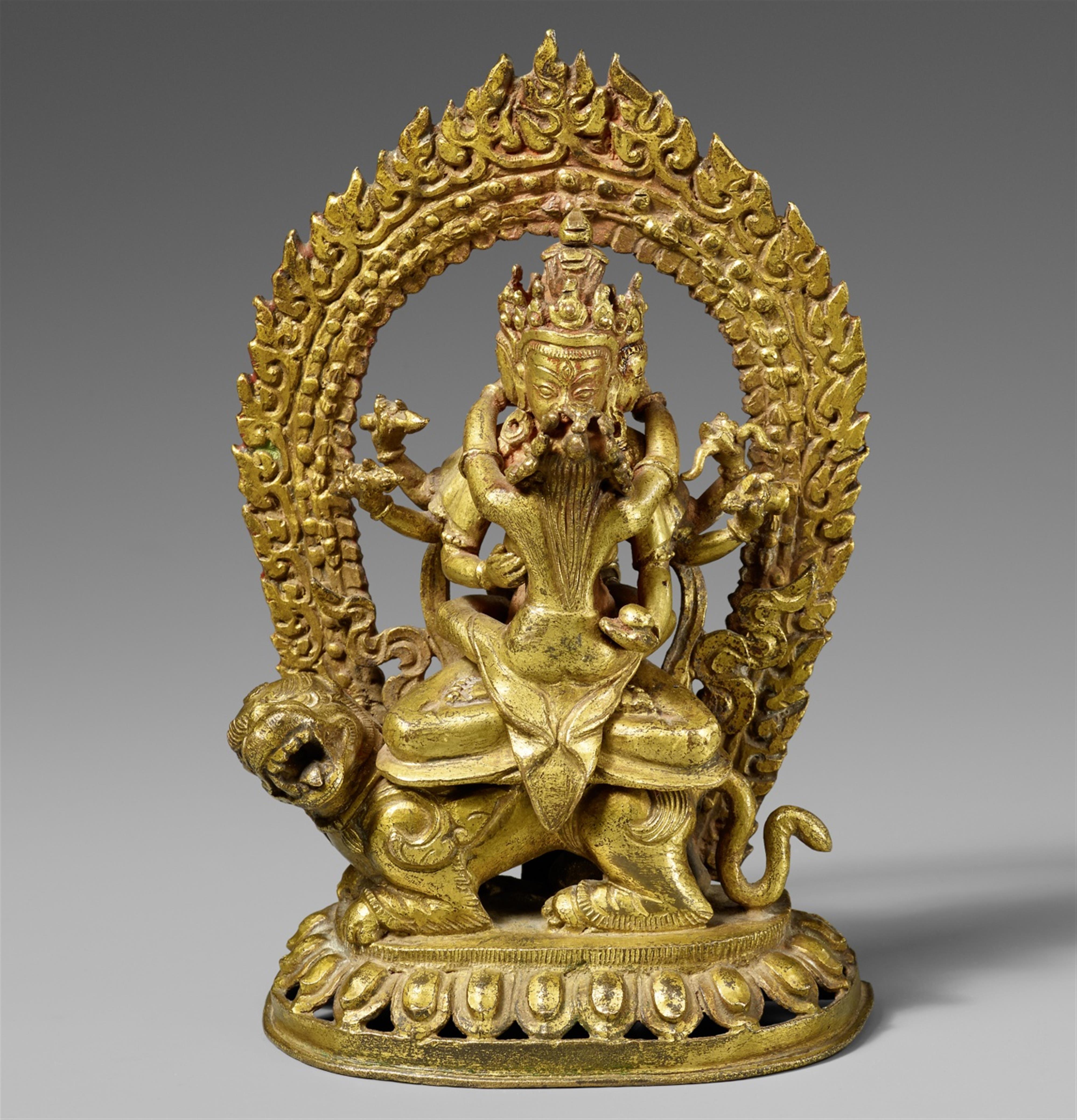 Manjushri Manjuvajra Namasangiti. Feuervergoldete Bronze. Nepal. 18. Jh. - image-1