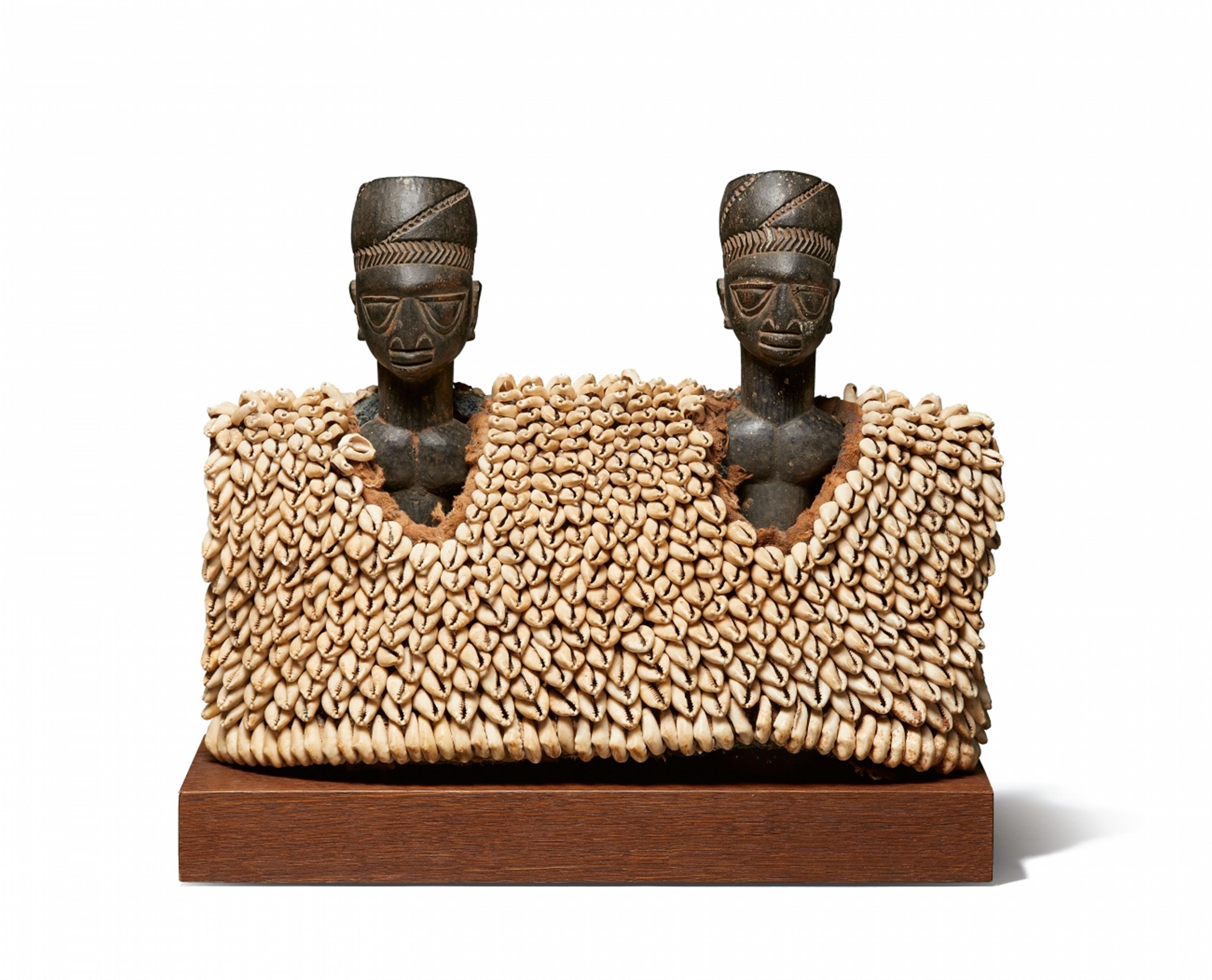 PAIR OF YORUBA TWIN FIGURES IN COWRIE SHELL COAT - image-1