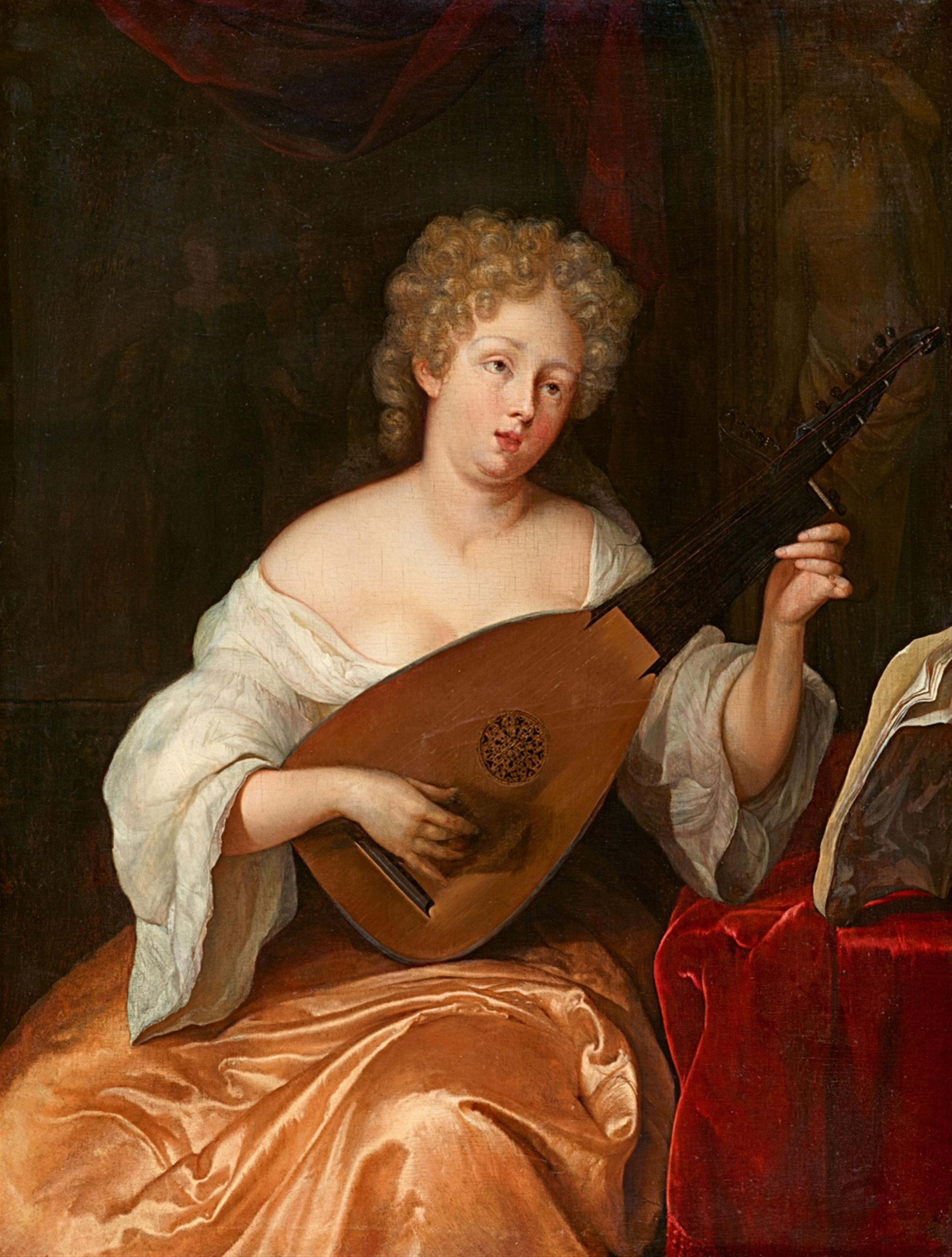 Eglon van der Neer - A young woman, playing the lute - image-1
