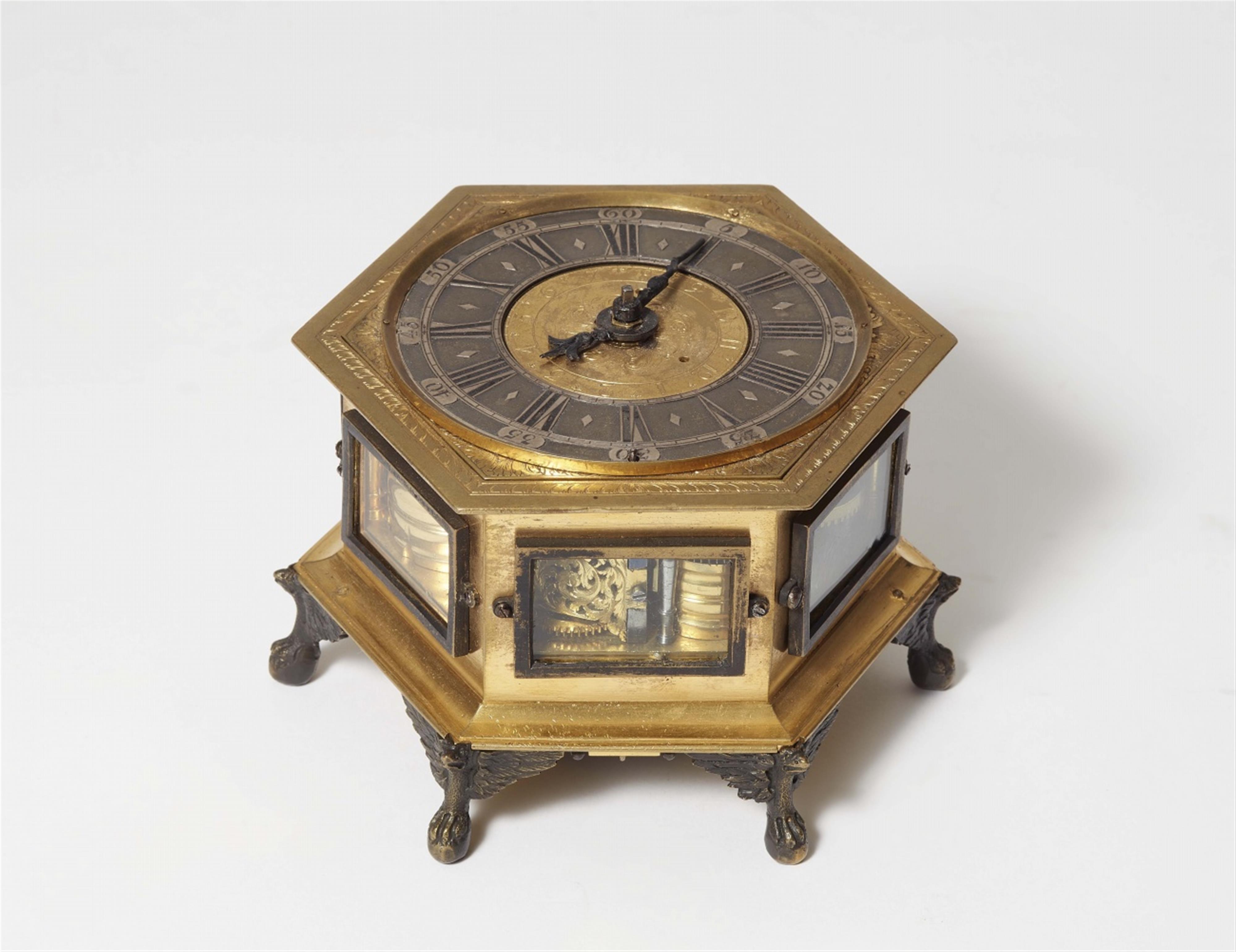 A rare octagonal bronze table clock - image-1