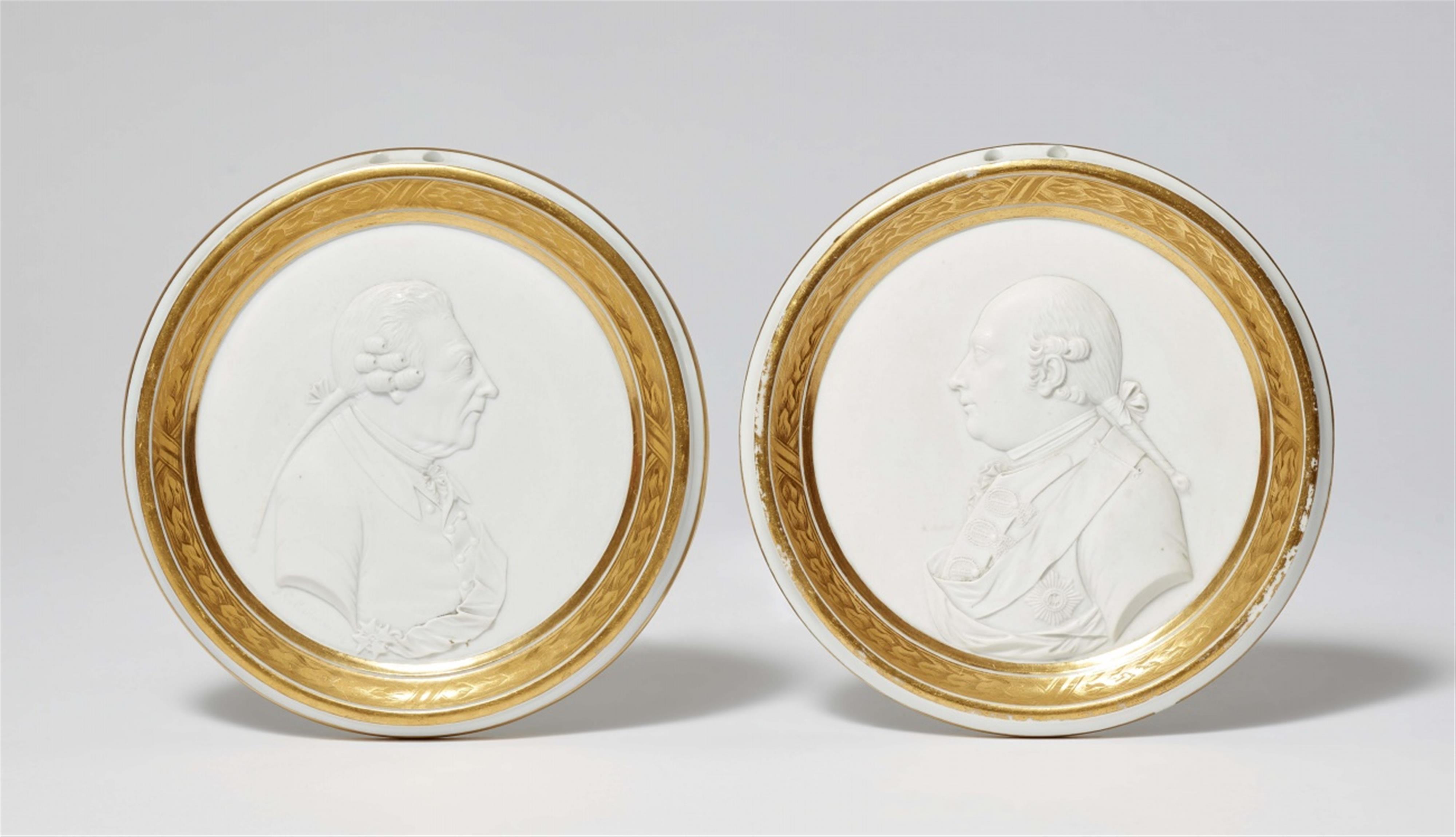 Two Berlin KPM biscuit porcelain plaques with portraits of Friedrich II and Friedrich Wilhelm II - image-1