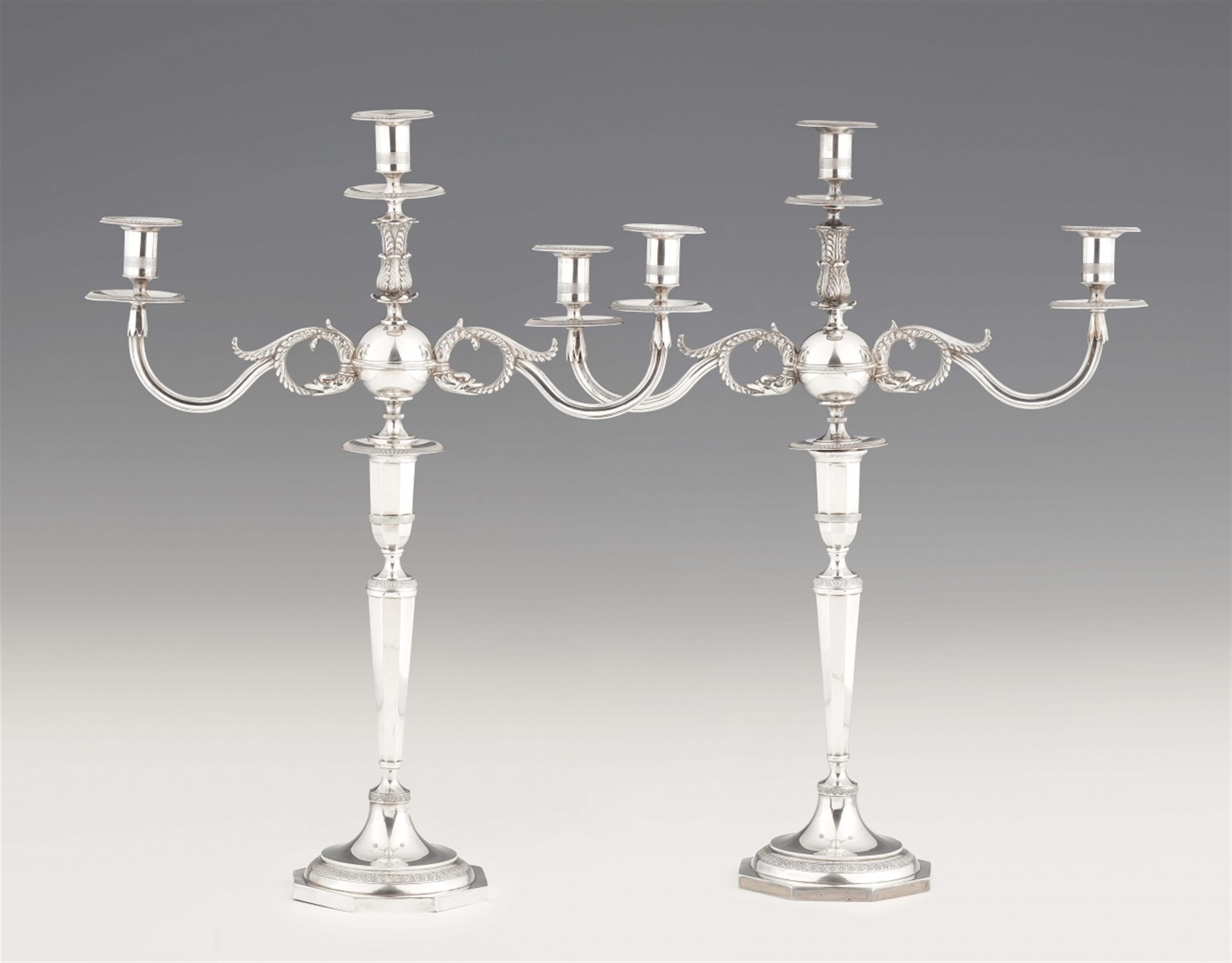 A pair of Neoclassical Berlin silver girandoles - image-1